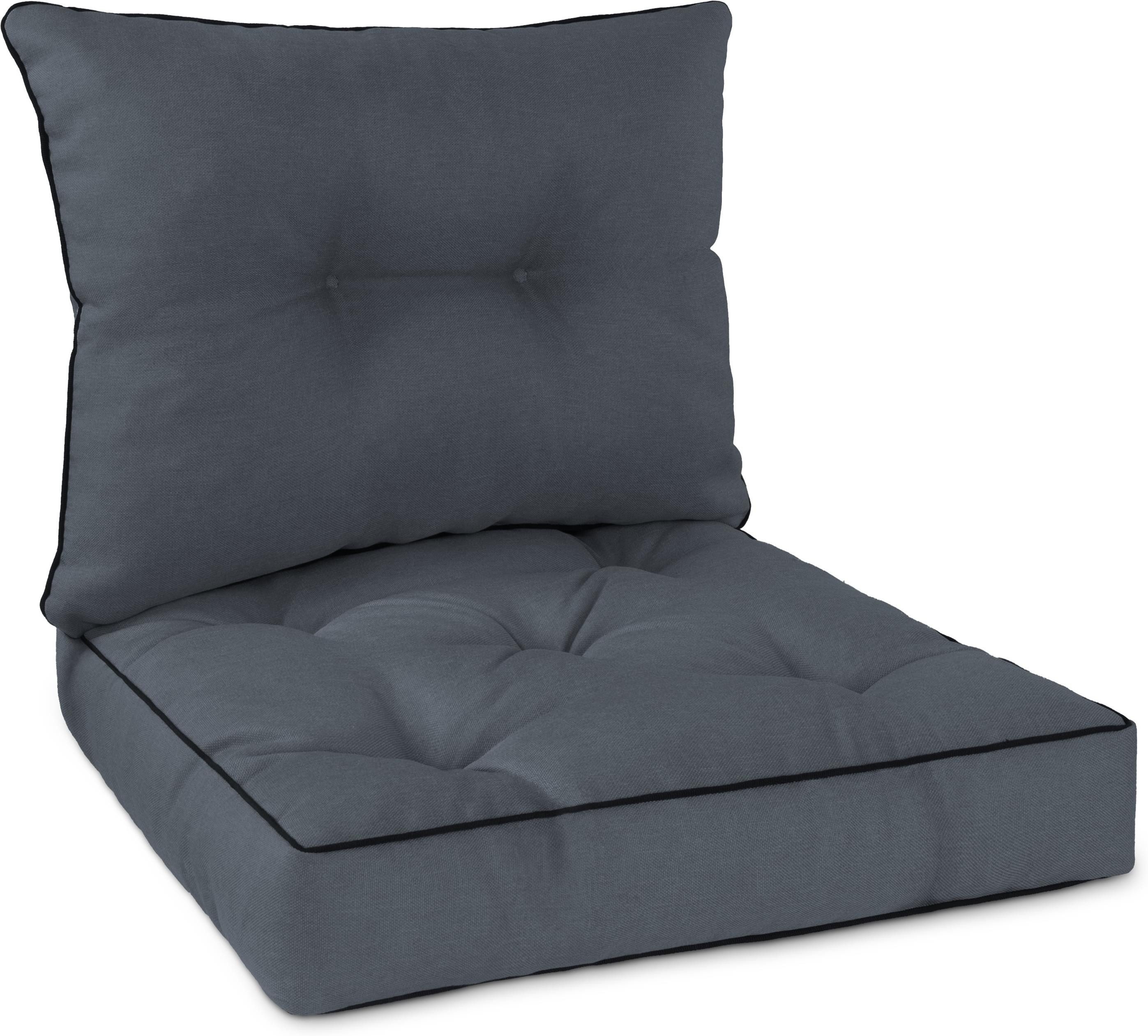 Aspero Sitzauflage Set Stuhl- und Rückenkissen 50x50 cm & 50x40 cm, Gepolsterte Outdoor Kissen Set mit Steppung