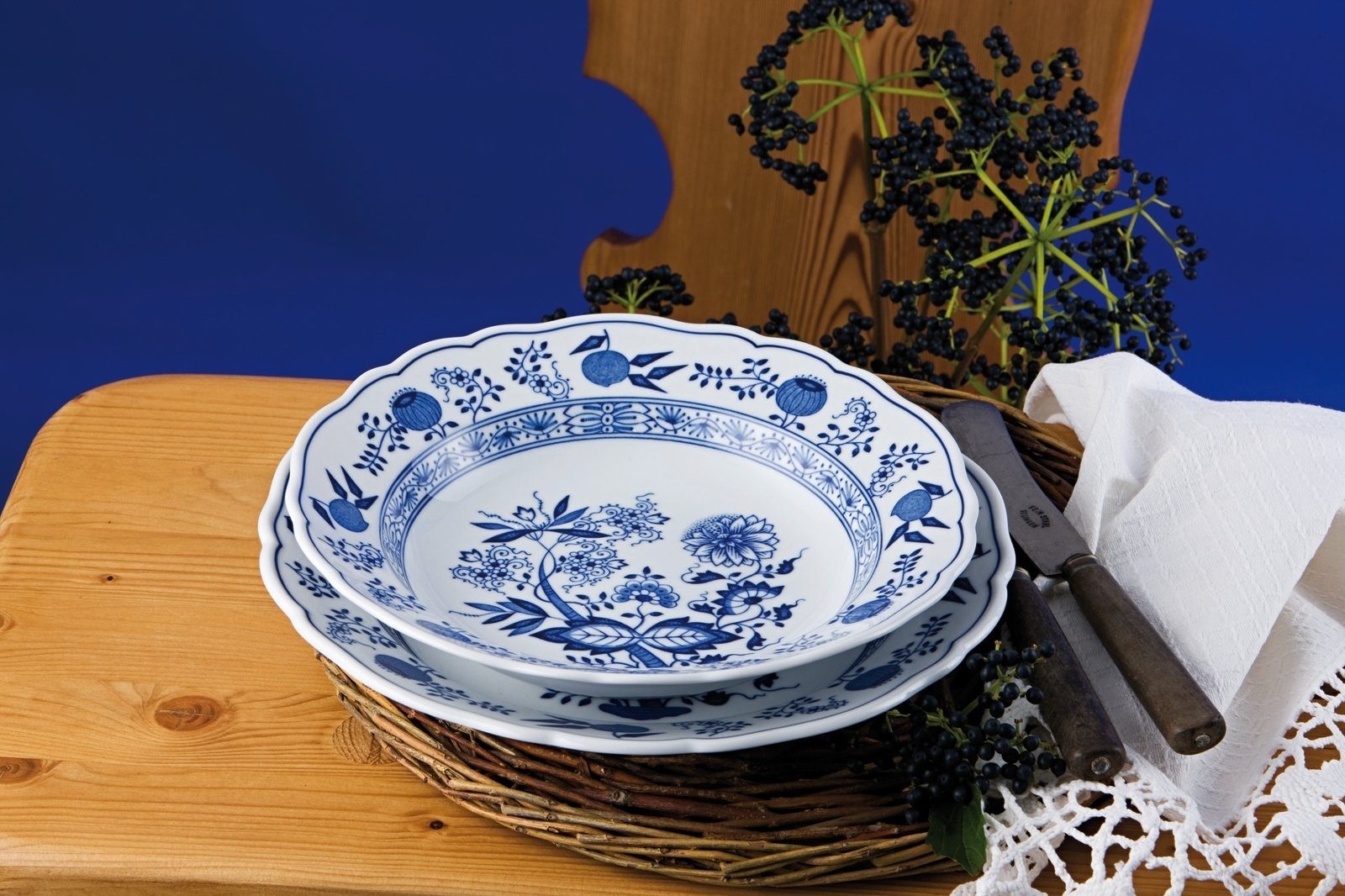 Hutschenreuther Tasse Blau Zwiebelmuster Tee-Obertasse 0,22 l, Porzellan, Tassen
