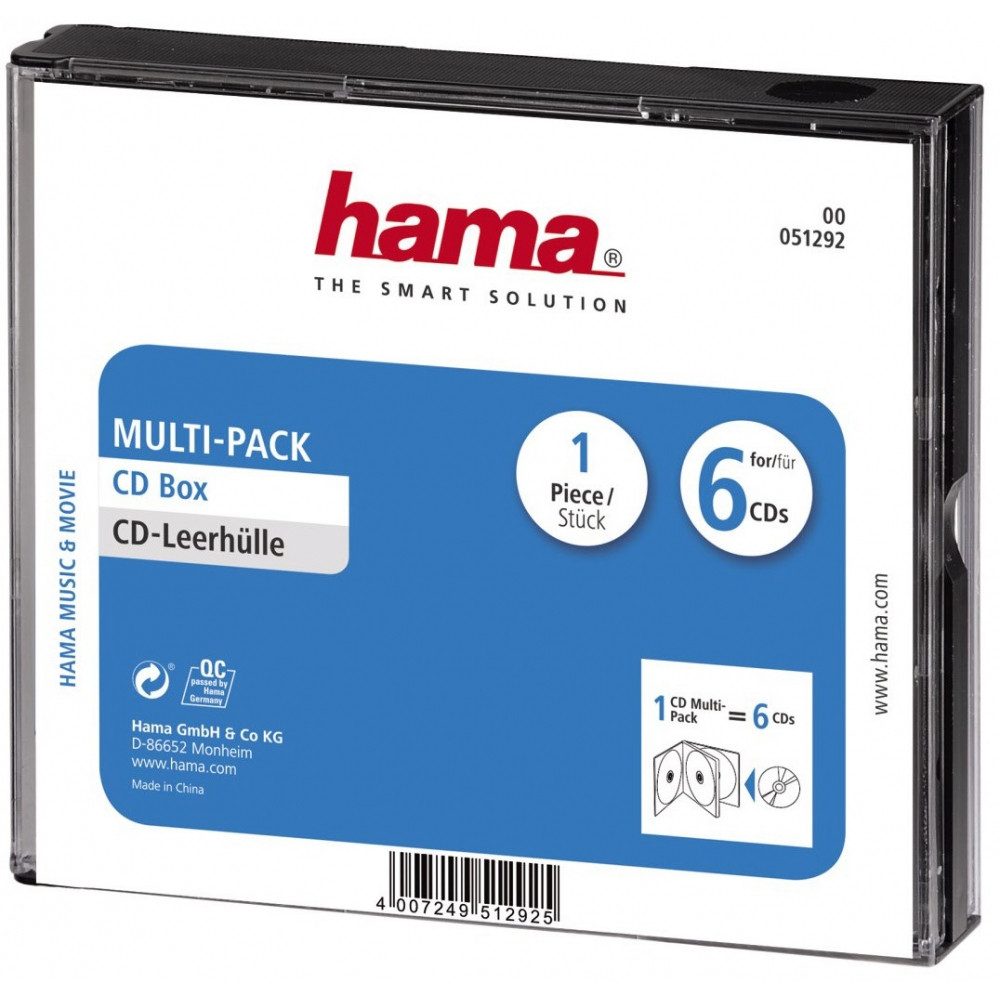 Hama Aufbewahrungsbox Hama CD-Multipack 6 CD-Hüllen für Aufbewahrung. (CD-Multipack, 6 CD-Hüllen in transparent/schwarz)