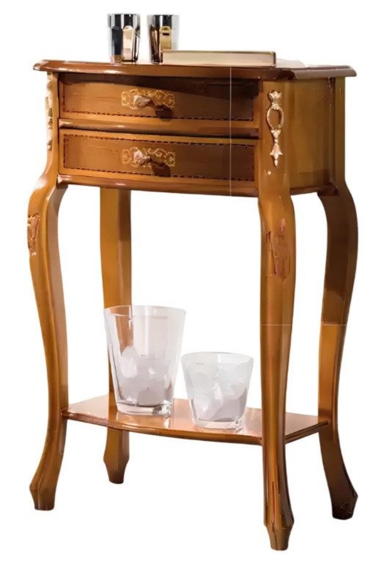 Xlmoebel Beistelltisch Holz-Beistelltisch mit Ablagefläche und Schubladen in edlem Design (1-St., Beistelltisch), Hergestellt in Europa