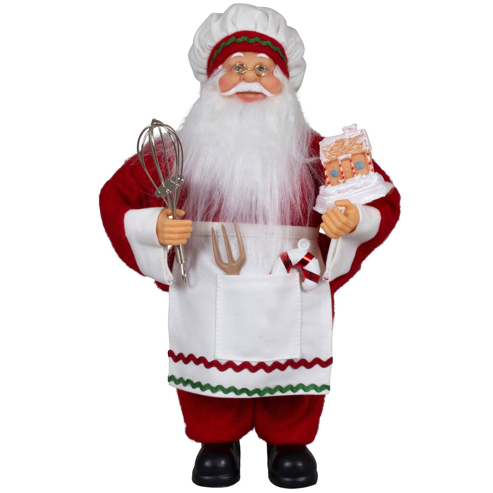 (Deko Größen 4 St), Paradise 1 Christmas Figur, Weihnachtsmann Kochmütze "Konditor" (30-80cm) rot-weiß, Johann,