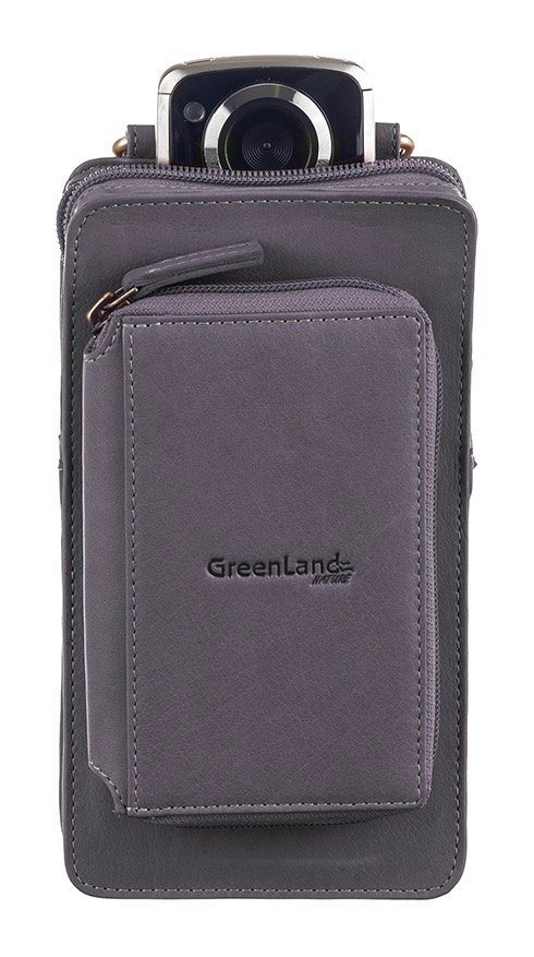 GreenLand Nature Handytasche NATURE Soft, mit aufgesetzter Börse und  RFID-Schutz, Verstellbarer und abnehmbarer Schulterriemen