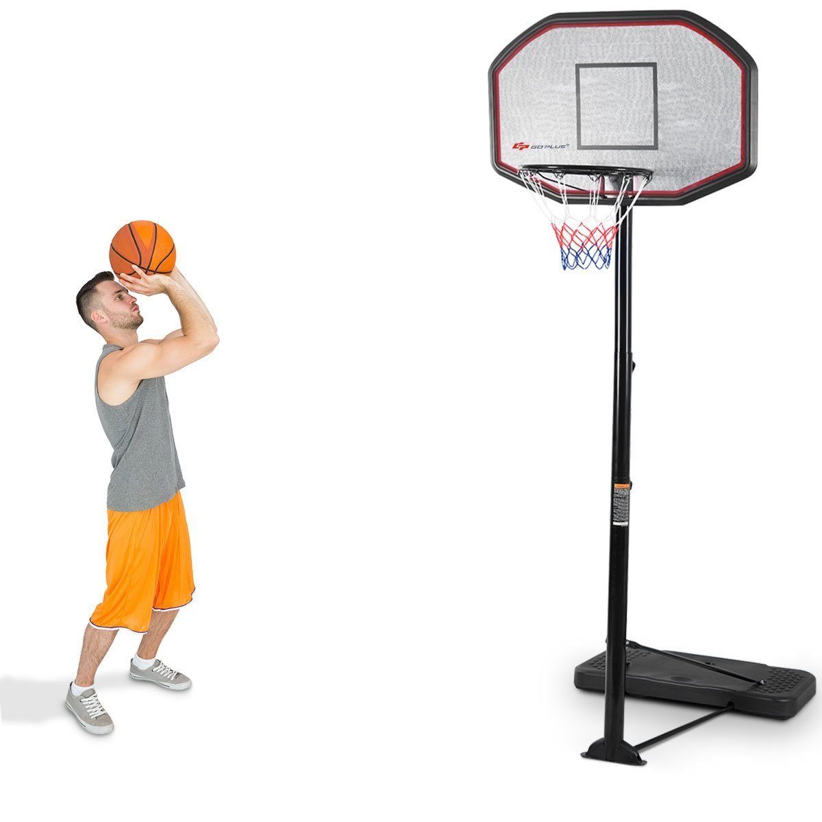 COSTWAY Basketballständer Basketballkorb, von 202 bis 305cm höhenverstellbar