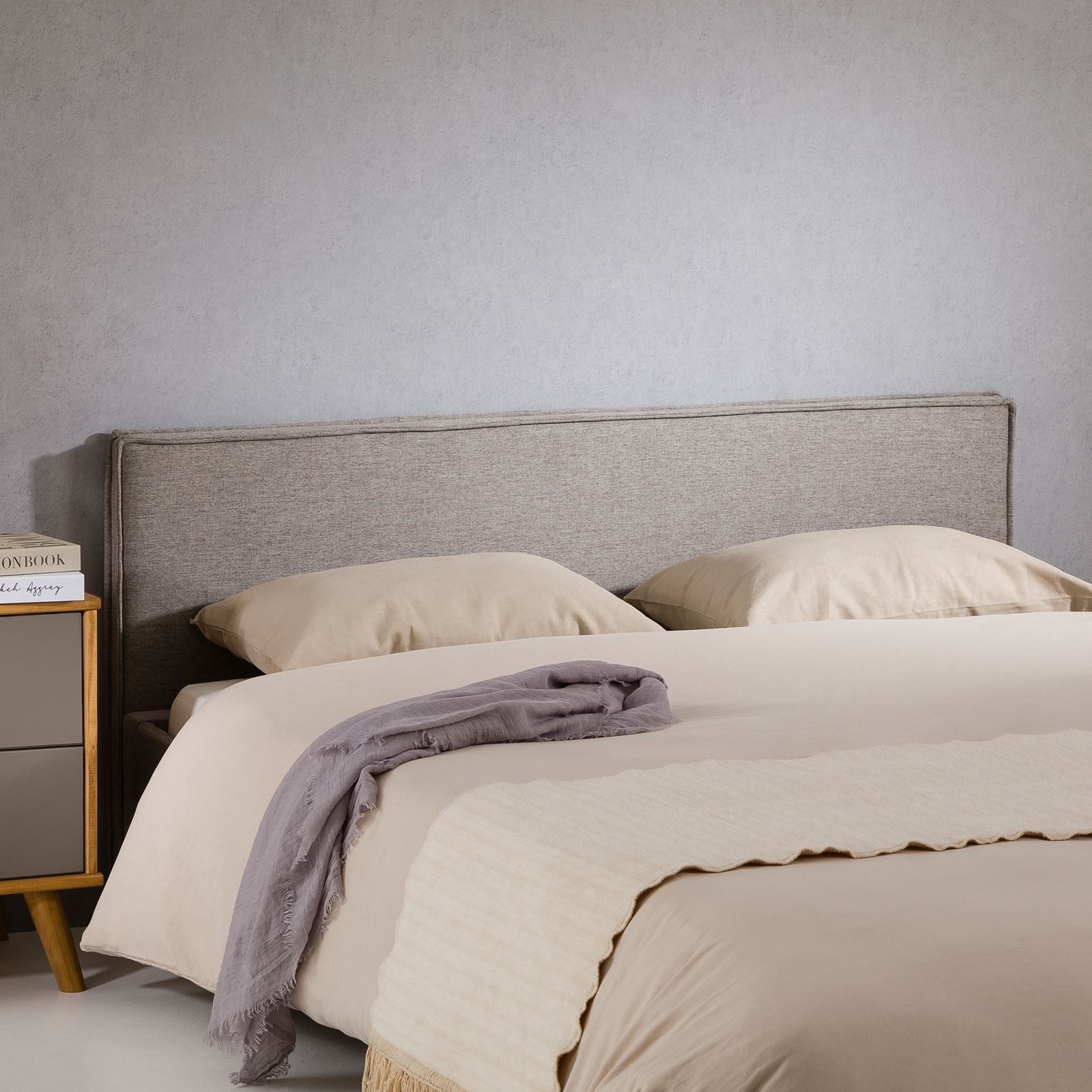 IDIMEX Kopfteil KLAO, Bettkopfteil 160 cm, Headboard Kopfteil Wandkissen Stoffbezug grau