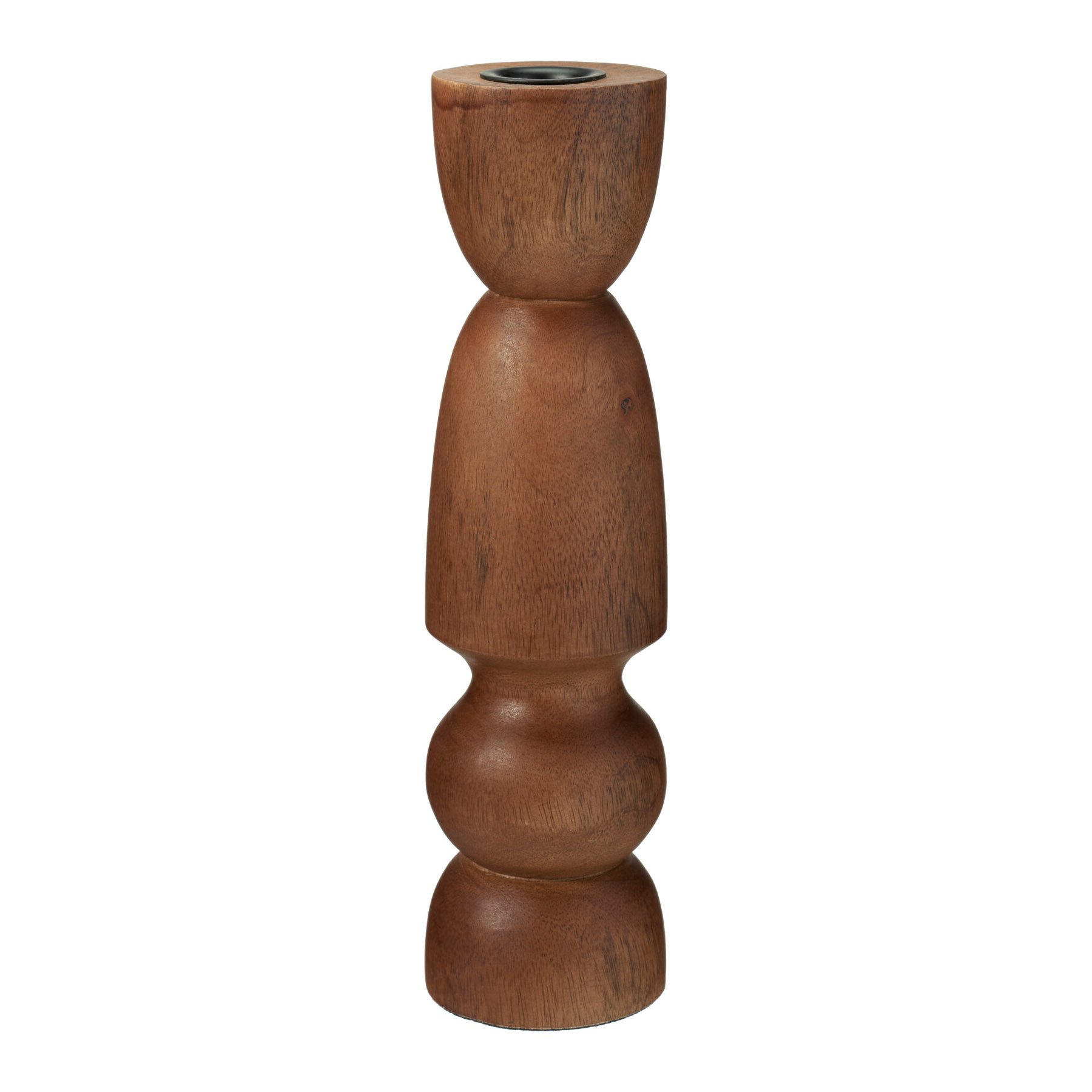 HAC24 Kerzenständer Walnuss Kerzenhalter Holzkerzenständer Stabkerzenhalter Kerzenleuchter (2 St), 25 cm