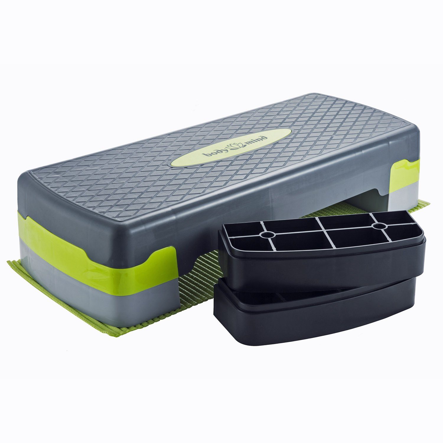 Body & Mind Stepper 3-Step Aerobic Stepper –Rutschfestes Steppbrett für Fitness & Training (Elite-Board, Mehrstufig), Anti-Rutsch-Matte