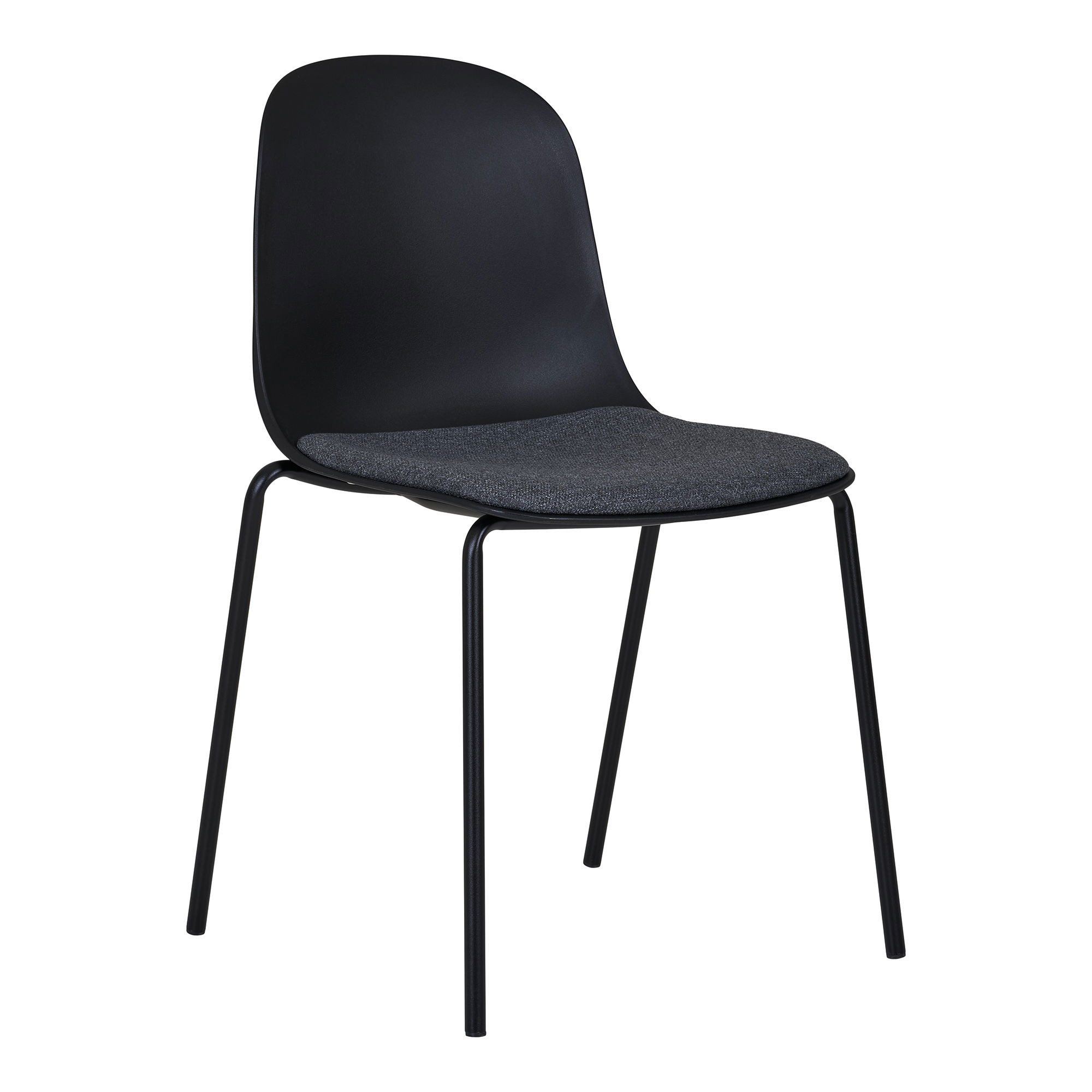 Esszimmerstuhl Madalena Stahl, Polyester, widerstandsfähiger Formkunststoff Schwarz