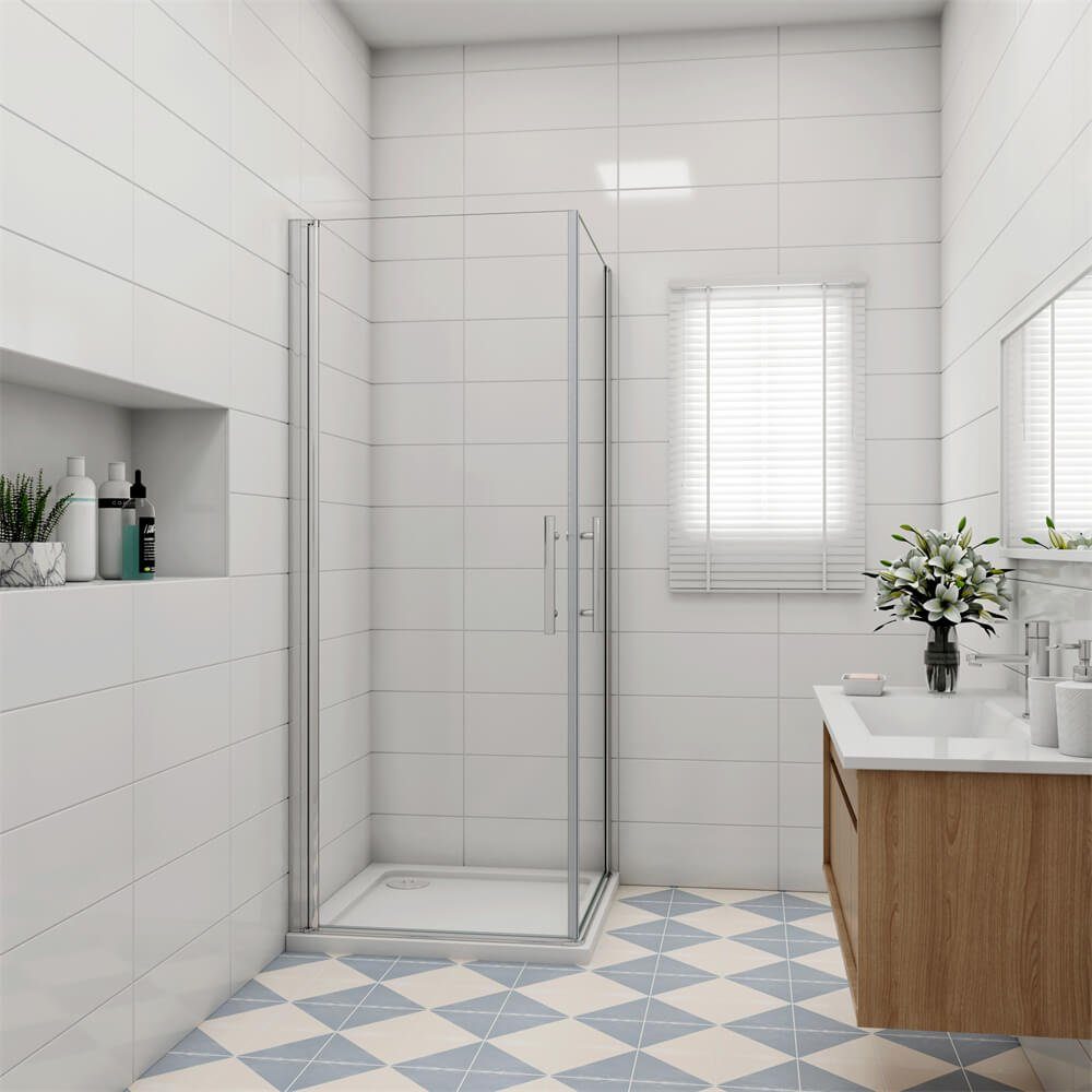duschspa Eckdusche Duschabtrennung Eckeinstieg Duschkabine Drehtür Duschtür Nano Glas, BxT: 70x70 cm, Einscheibensicherheitsglas, Sicherheitsglas, Set