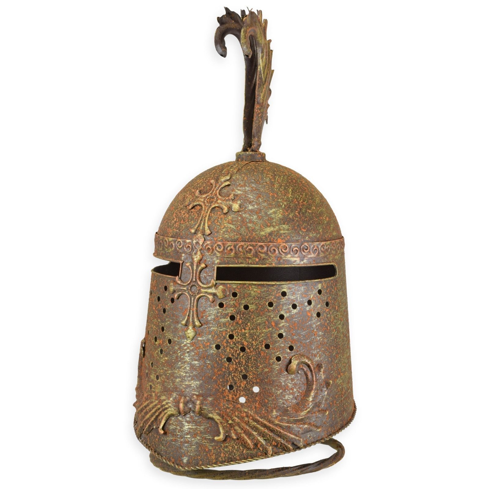 Dekoobjekt Ritterhelm mit Ständer LARP Ritter Krieger Dekoration Metall 46cm Anti