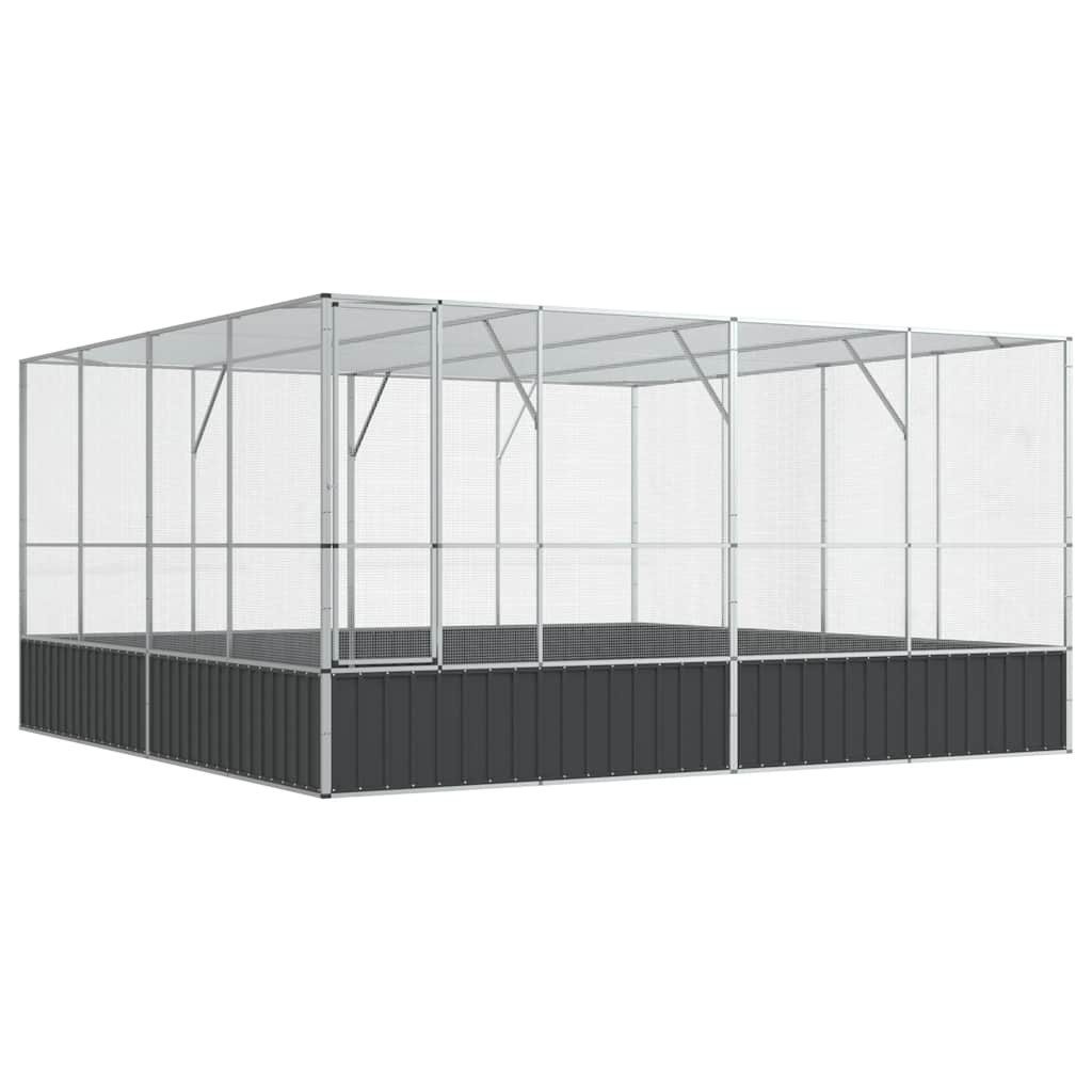 vidaXL Voliere, Voliere Silbern 418x414x212 cm Stahl