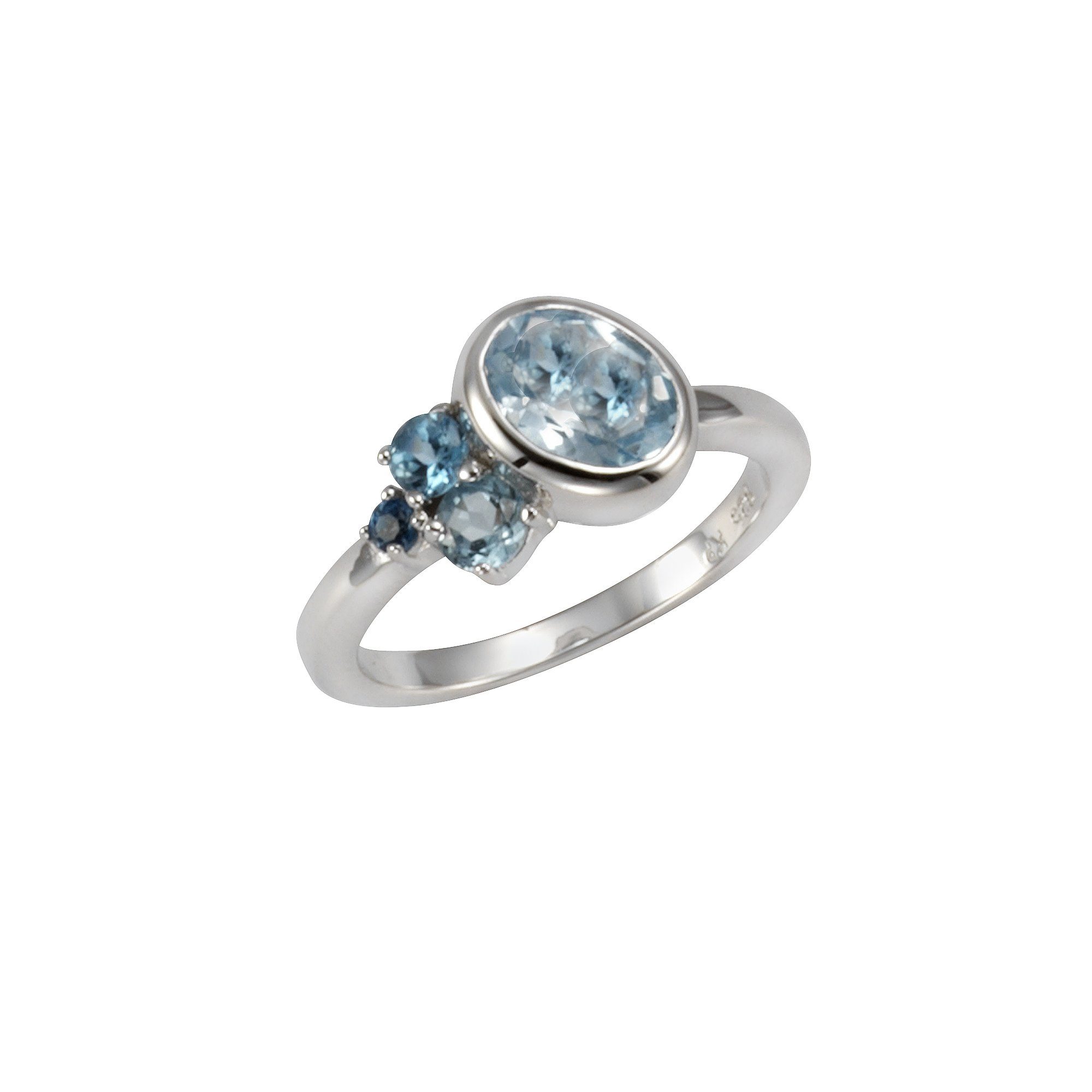 rhodiniert 925/- Silber Zeeme Fingerring Sterling Blautopas