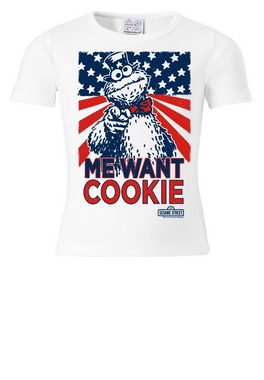 LOGOSHIRT T-Shirt Cookie Monster - Me Want Cookie mit coolem Krümelmonster-Frontdruck