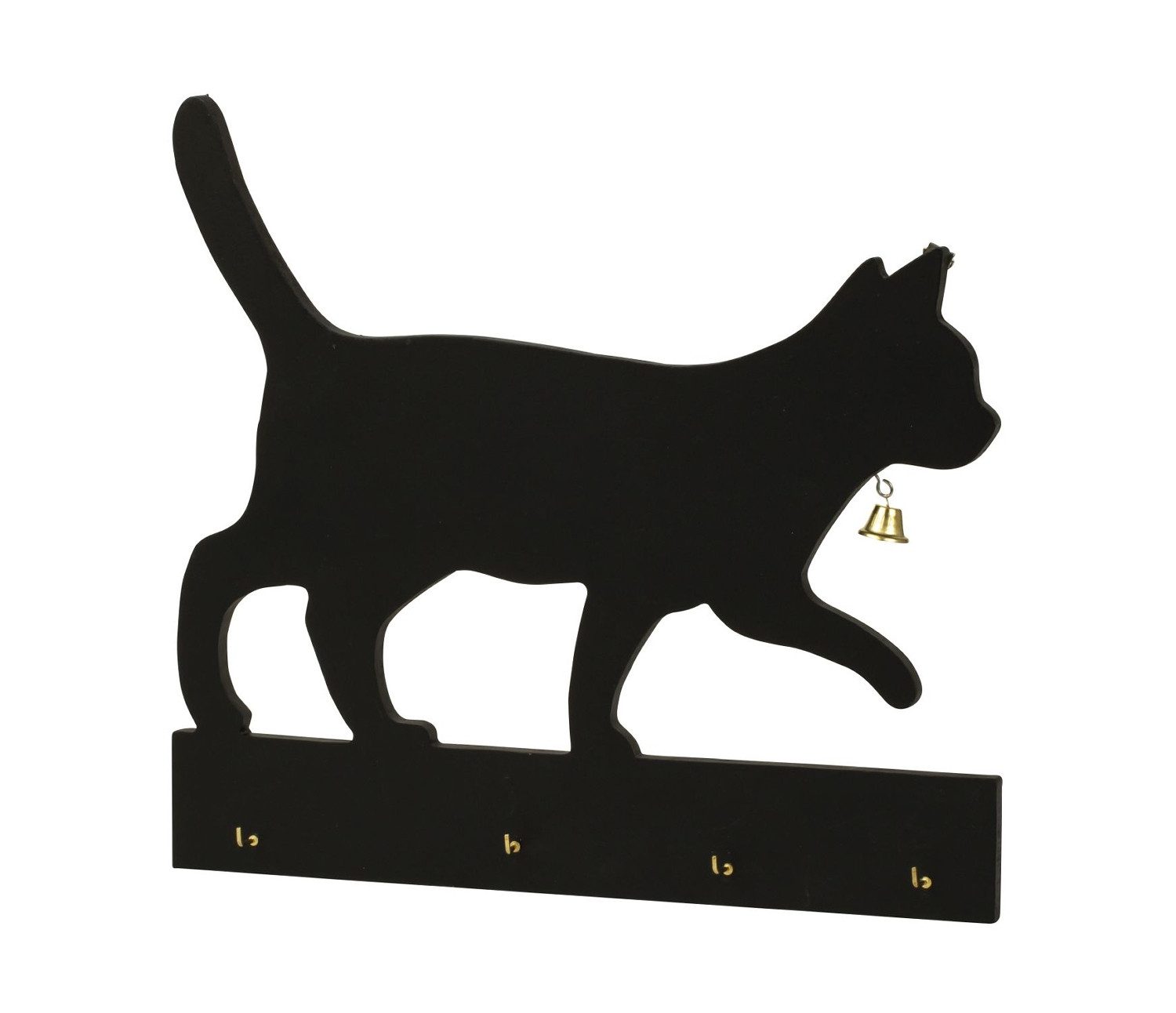 MF Schlüsselbrett Wand Schlüsselbrett Katze aus Holz Schwarz 28x30 cm
