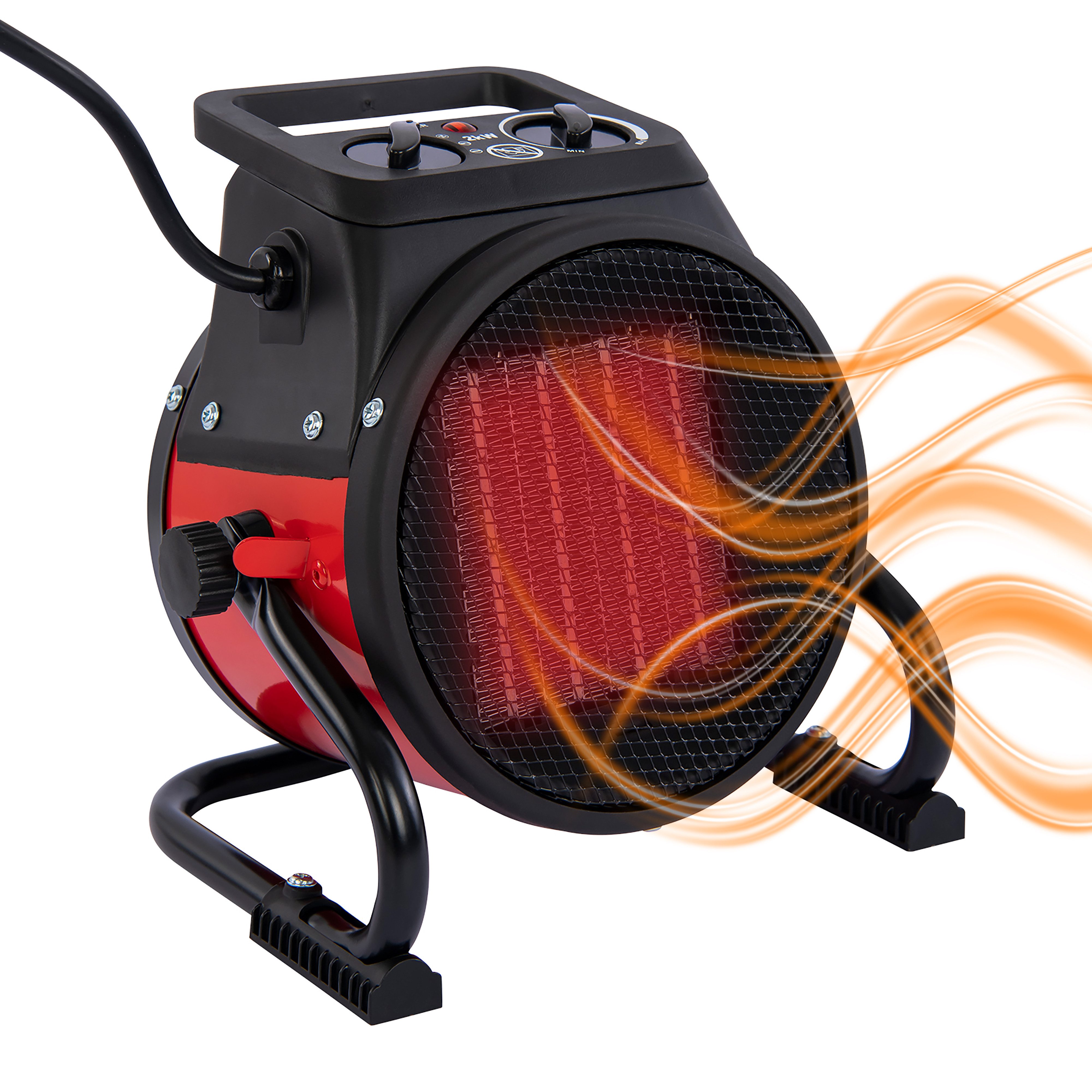 Grafner Тепловентиляторы 3000 W Baustellen Тепловентиляторы Heizgebläse 3 kW Keramik Elektroheizung, 3000 W, mit Thermostat und Tragegriff