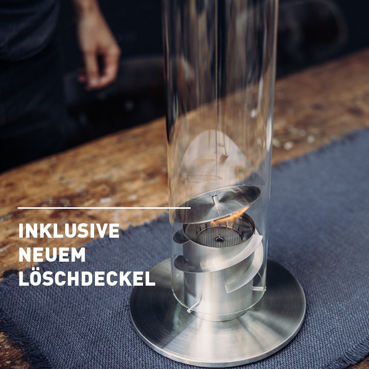 höfats Tischfeuer Bio-Burner (ermöglicht Gebrauch von höfats flüssig Bioethanol, längere Brenndauer und hellere Flamme, ersetzt Gelbrennstoffdose von SPIN)