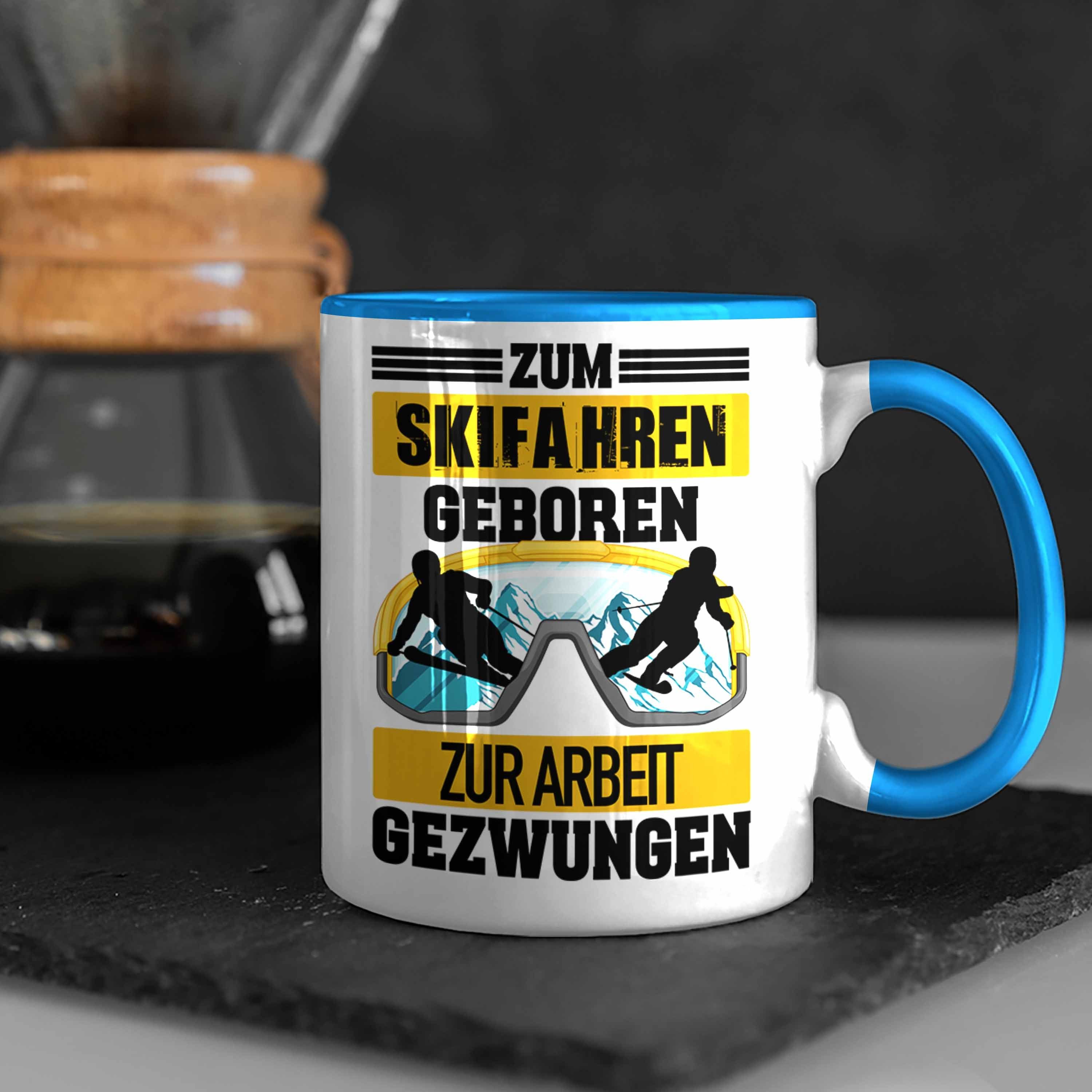 Trendation Witz Geschenk Männer Spruch Trendation Fahren Ski Skifahren Blau Sprüche Tasse Tasse Lustig für Skifahrer Tasse Frauen Geschenk -