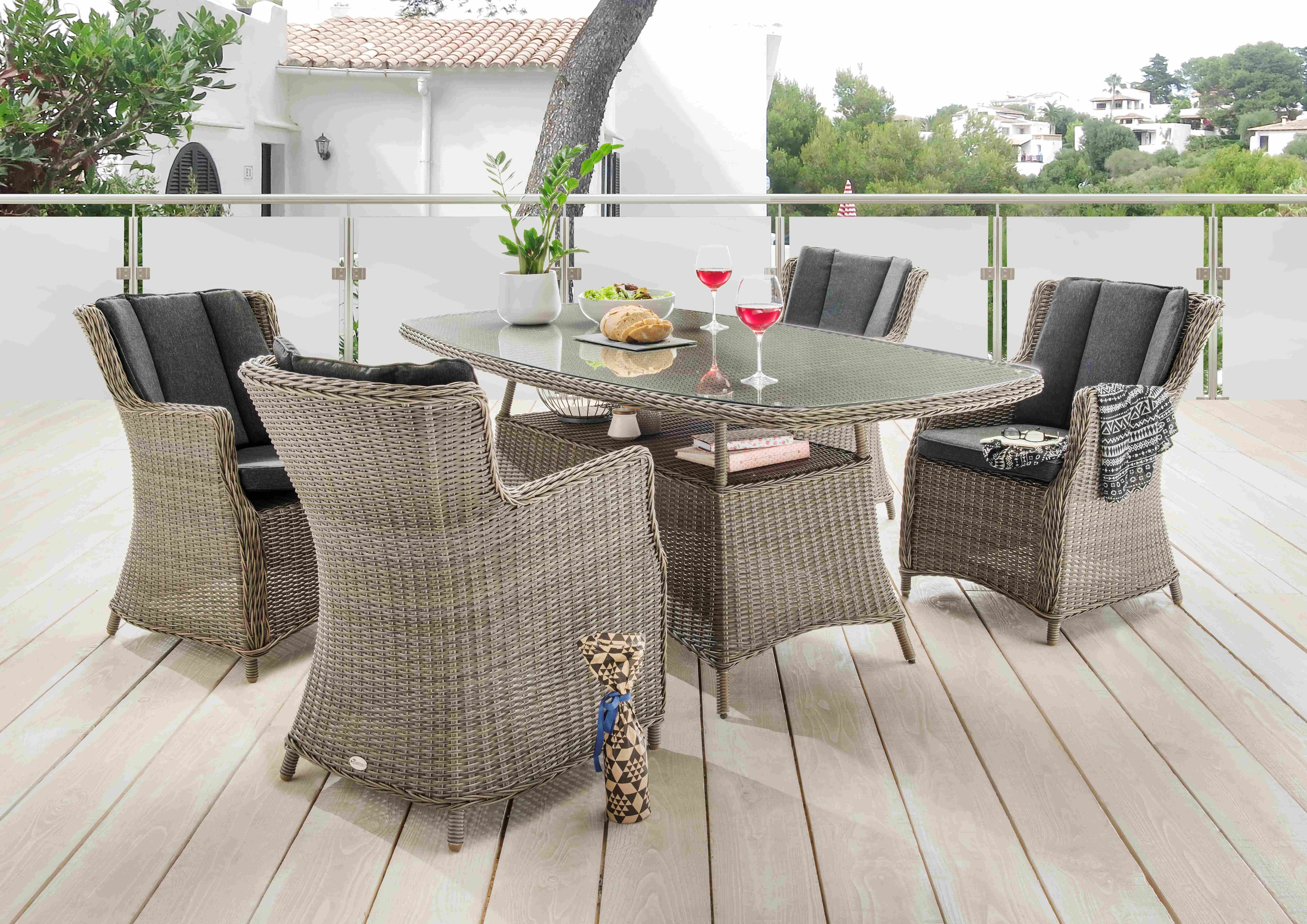 Destiny Garten-Essgruppe »LUNA«, (Set, 19 tlg.), Polyrattan, 6