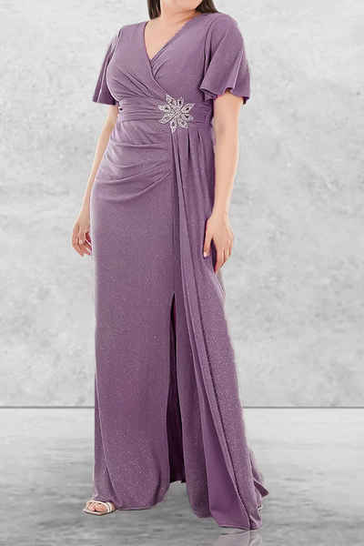 Modabout Abendkleid Silbernes langes Abendkleid in Übergröße NYELB0553D9790LİL (1-tlg)