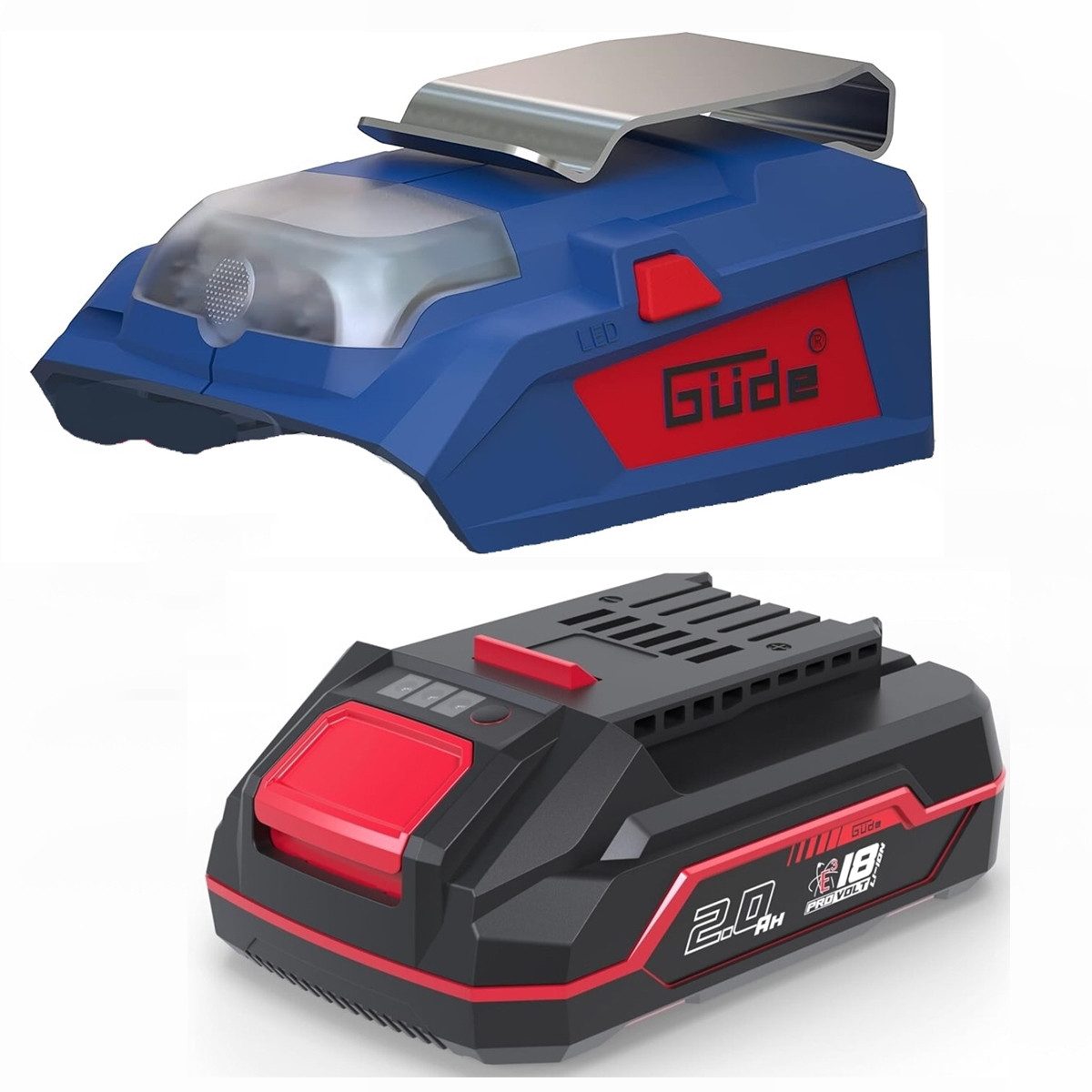 Güde Güde 18V Akku 2.0 Ah +USB-Adapter und Lampe UAL 18-0 ohne ladegerät Werkzeug-Akku-Ladetechnik