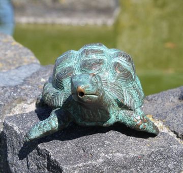Bronzeskulpturen Skulptur Bronzefigur kleine Schildkröte mit Wasserspeier