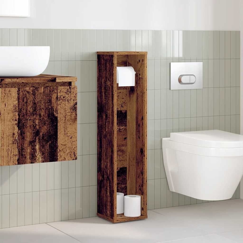vidaXL Badezimmer-Set Badezimmerschrank mit Rollenhalter Altholz günstig online kaufen