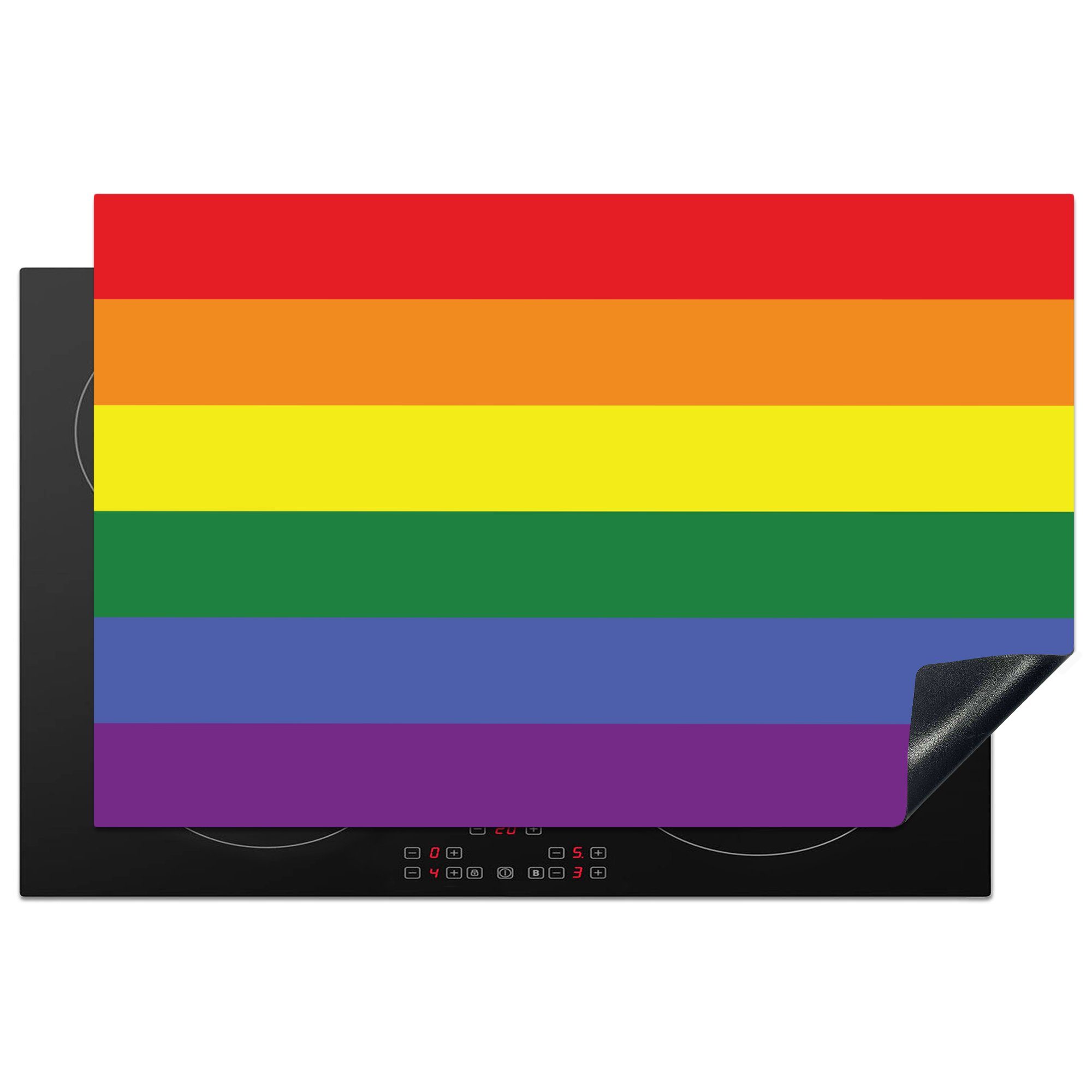 MuchoWow Herdblende-/Abdeckplatte Regenbogenflagge - Stolzflagge - Liebe, Vinyl, (1 tlg), 81x52 cm, Induktionskochfeld Schutz für die küche, Ceranfeldabdeckung