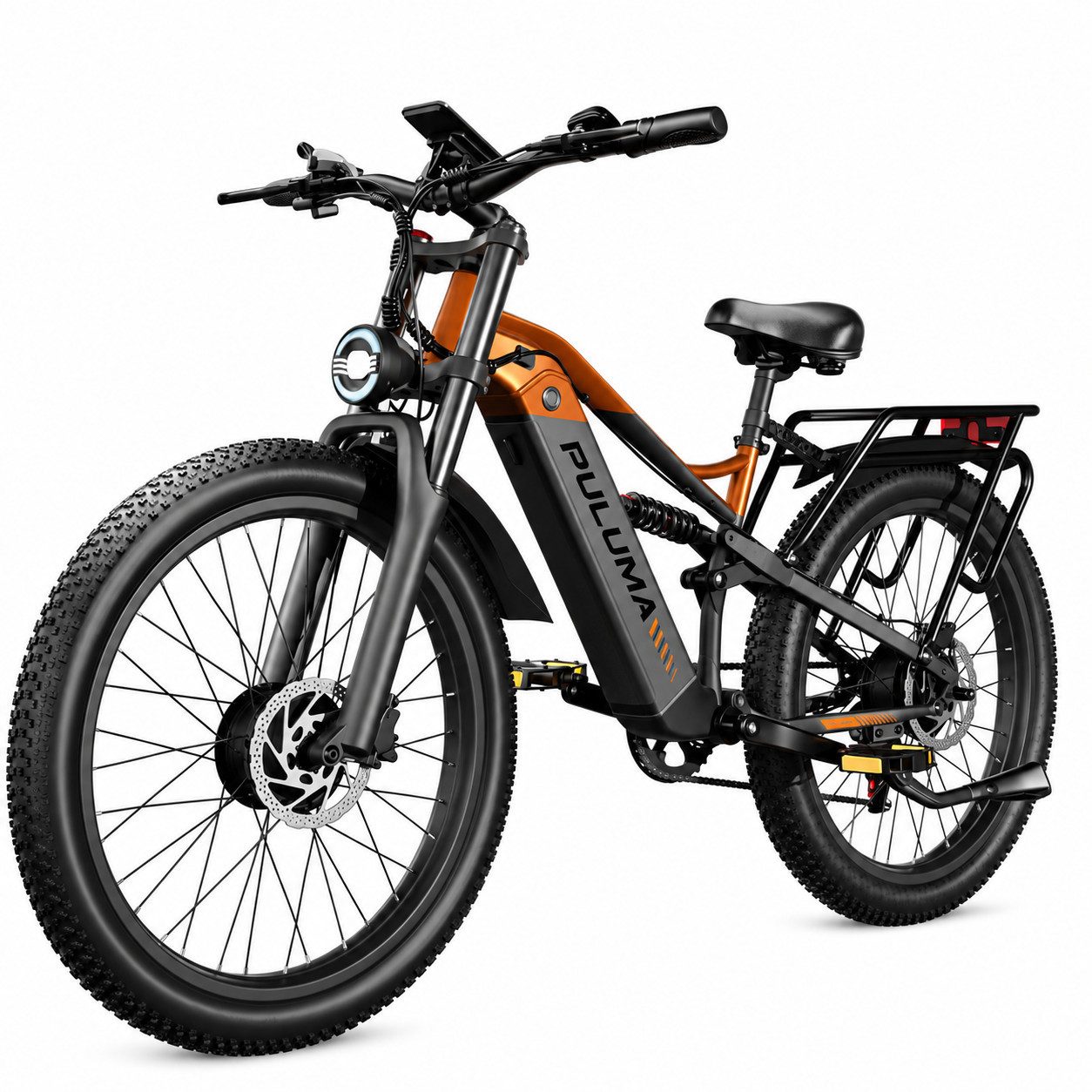 PixelPilot E-Bike Trekkingrad 26 Zoll Fully Fatbike mit 20Ah Akku, Shimano 7-Gang, DNM Dämpfung pro, 7 Gang, Heckmotor, 960 Wh, (Packung)