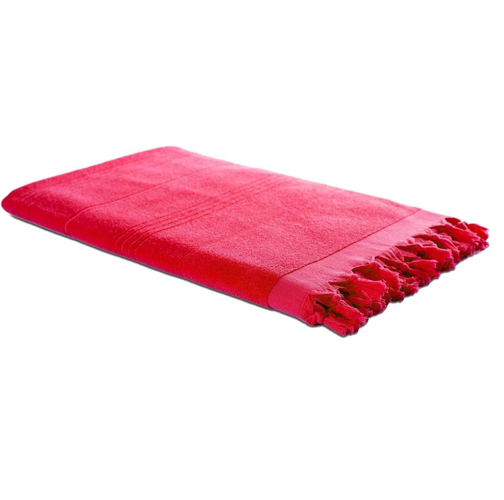 Carenesse Badetuch 2in1 Hamamtuch 90x190 cm rot Saunahandtuch Strandtuch Badetuch, 100% Baumwolle, Zweiseitiges Hamam Handtuch Pestemal Fouta Yogatuch Campingtuch