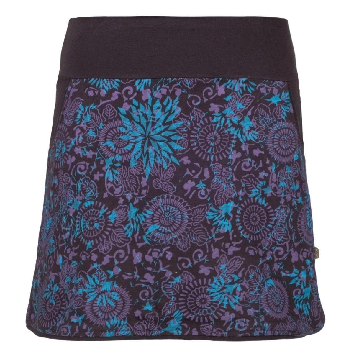 Vishes Jerseyrock Baumwoll-Rock, 70er 80er Jahre Retro Mandala Blumen Muster bedruckt Goa, Hippie Style schwarz