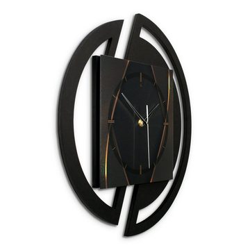 Kreative Feder Wanduhr Runde 3D Designer-Wanduhr „Dark Elegance“ in modernem Metallic-Look (ohne Ticken; Funk- oder Quarzuhrwerk; elegant, außergewöhnlich, modern)