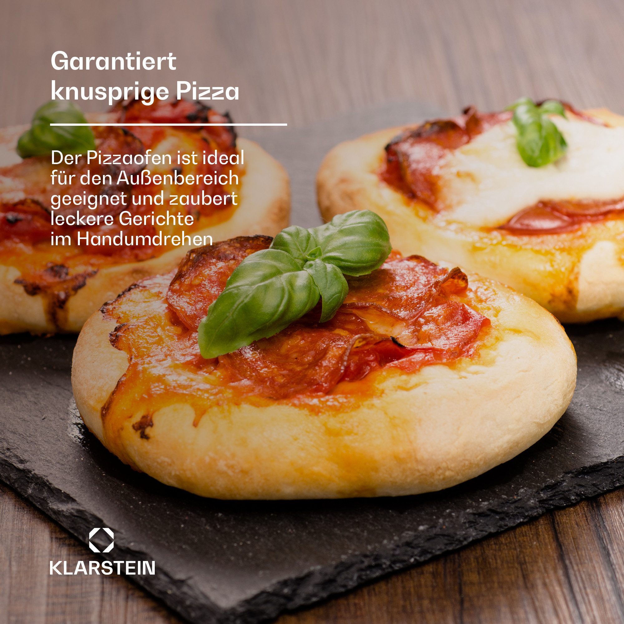 Klarstein Pizzaofen LaFiamma 2000W 450°C Pizzaofen Schwarz, Elektrisch Ofen Grill Pizzastein Digital