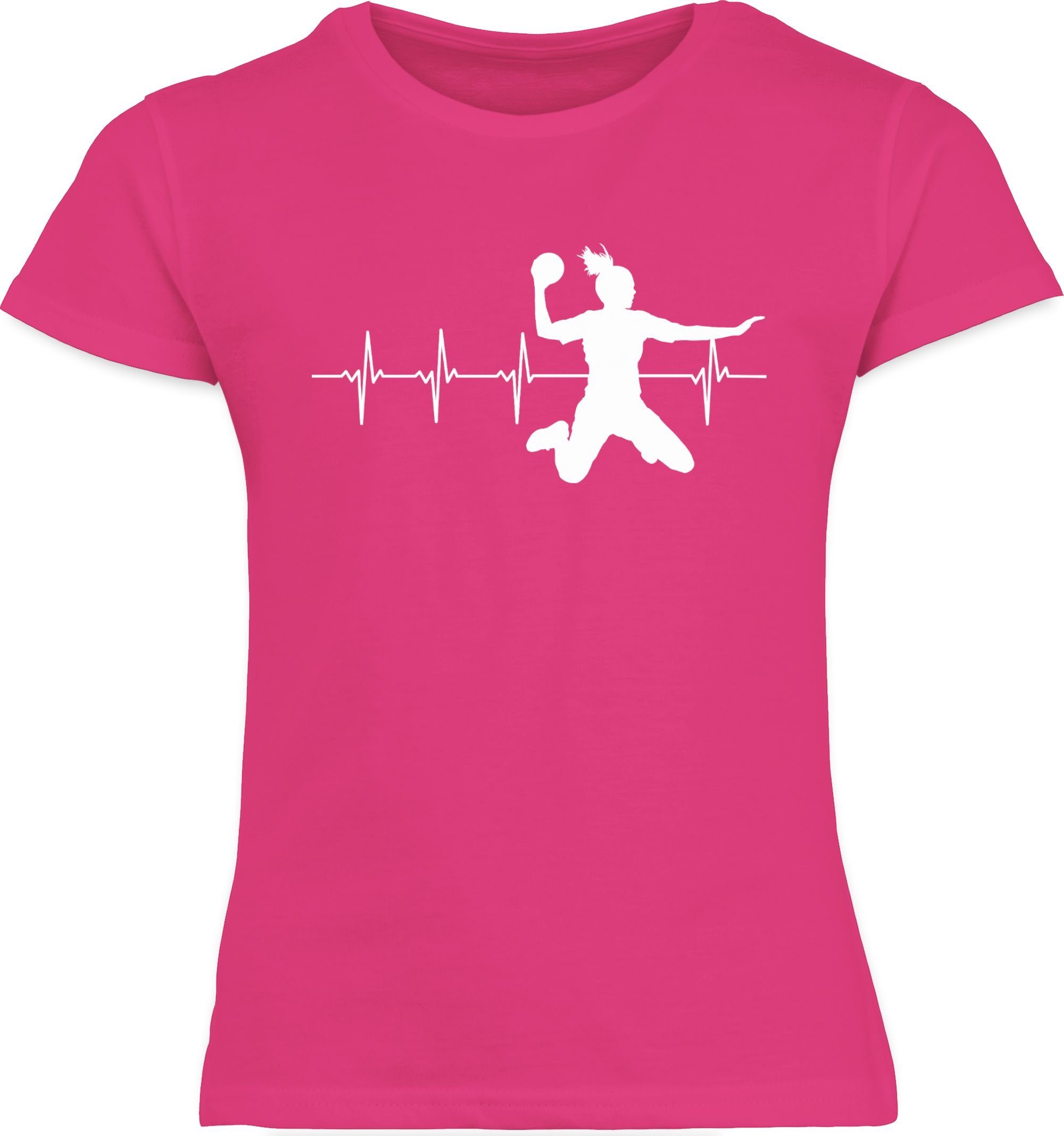 Handball T-Shirt Sport Fuchsia Kinder Herzschlag Kleidung Shirtracer Damen 1 für