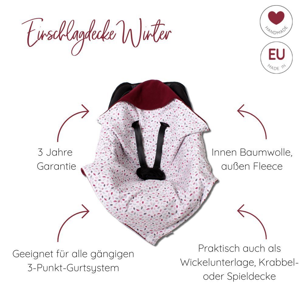 Babyschalenfußsack für Babyschale 3 Winter, Fußsack Babyschale die HOBEA-Germany, geeignet rot/Marine Punkt Einschlagdecke für