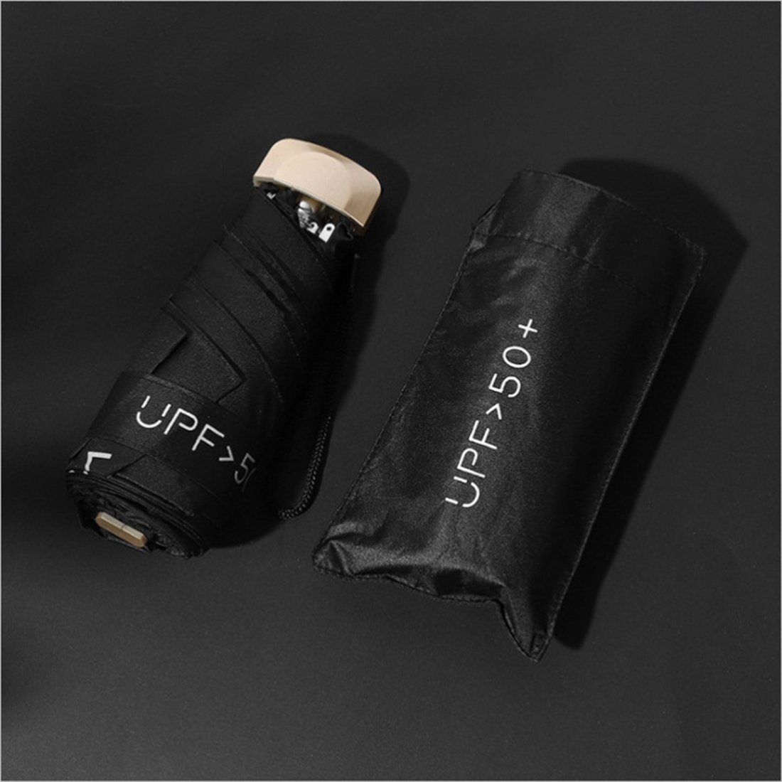 YOOdy~ Taschenregenschirm Taschenschirme damen Mini Regenschirm Ultra Light Auf-Zu sonnenschirm, UV-Schutz für schützt vor Sonne und Regen winzig klein für unterwegs Schwarze Farbe