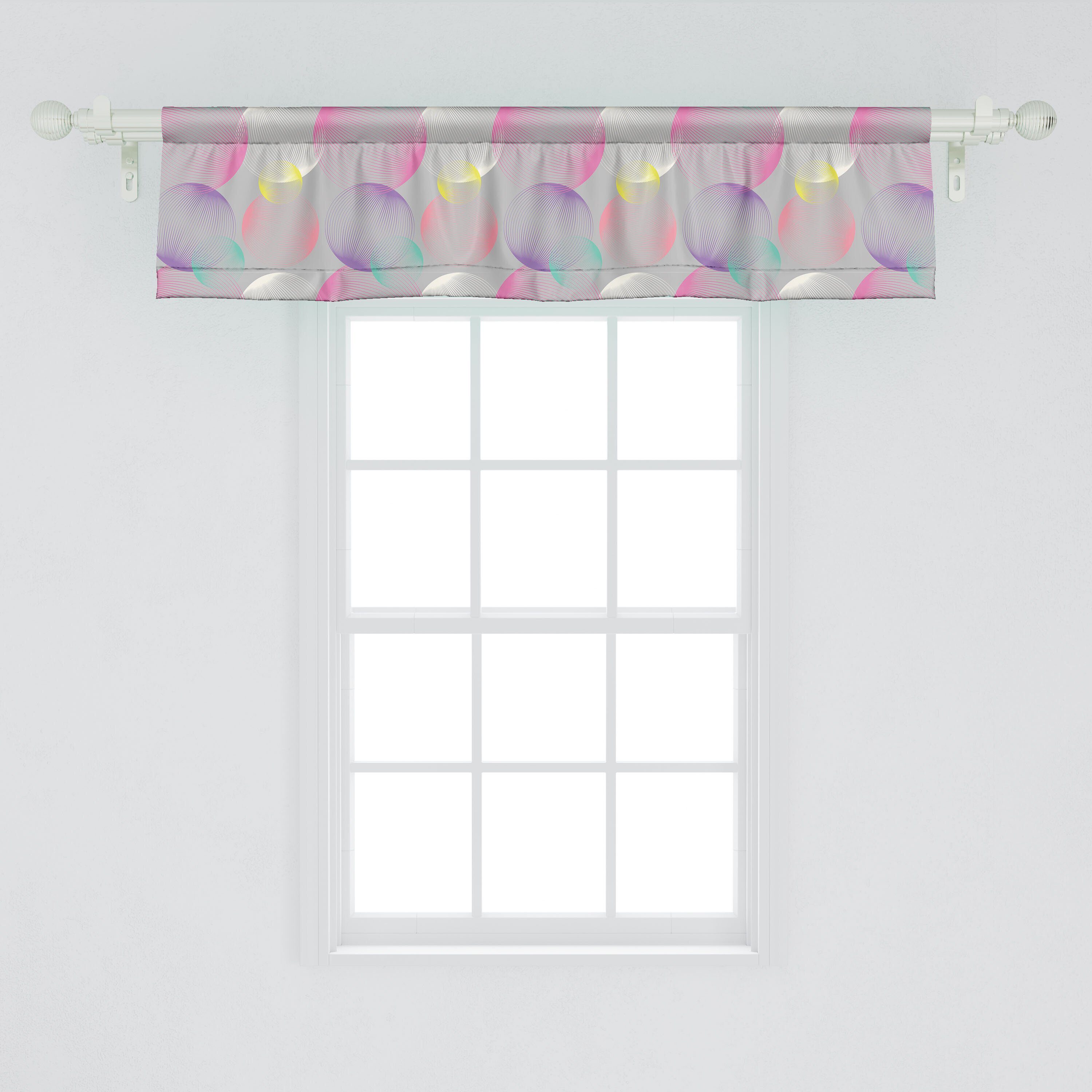Scheibengardine Vorhang Volant mit Küche Stangentasche, Luftblasen-Kreis Dekor Schlafzimmer Microfaser, Abakuhaus, Abstrakt für