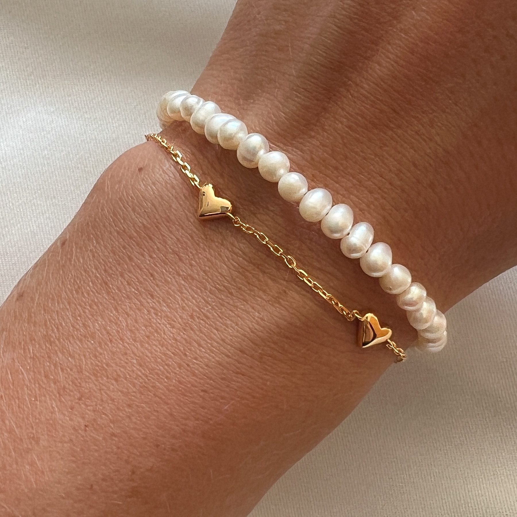 Brandlinger Armreif Armband Lima, Silber 925 vergoldet, mit Anhängern Herz