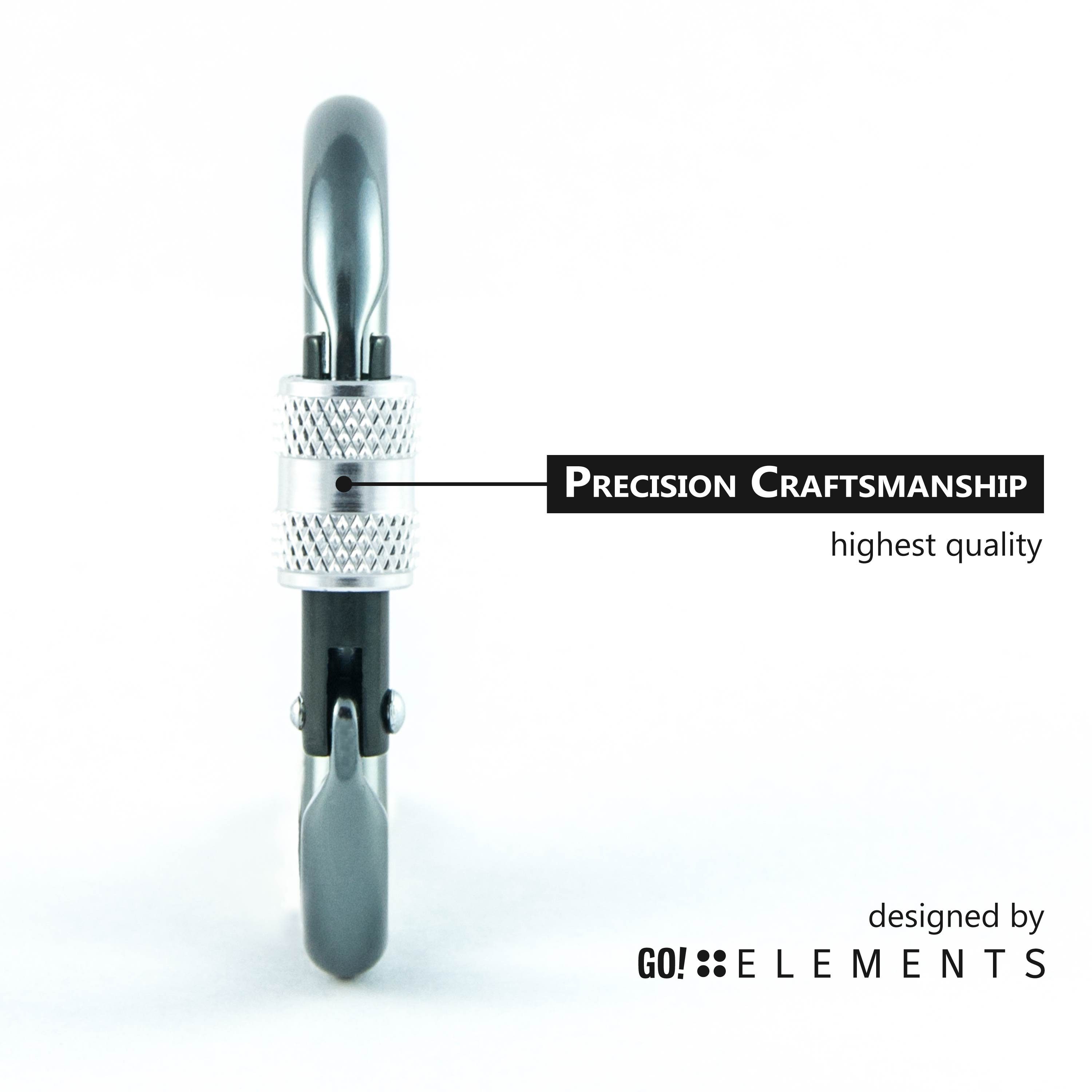 GO!elements Karabiner Micro 6, (2Stück), Schlüsselanhänger Mini Karabinerhaken klein mit Schraubverschluss