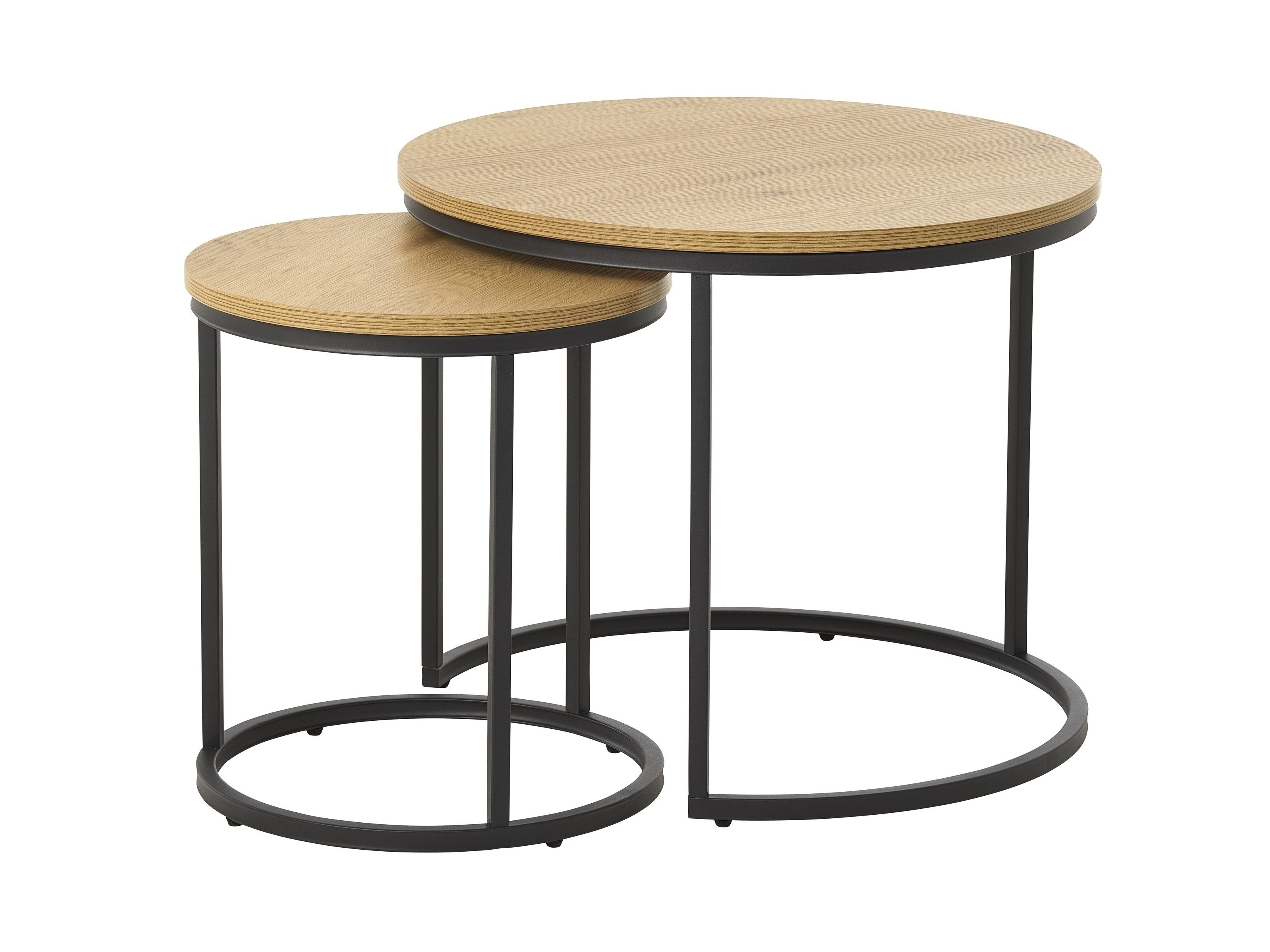 freiraum Satztisch CESURA, (2er Set) in Eiche-Dekor, schwarz - 60/50/60 cm / 40/45/40 cm (B/H/T)