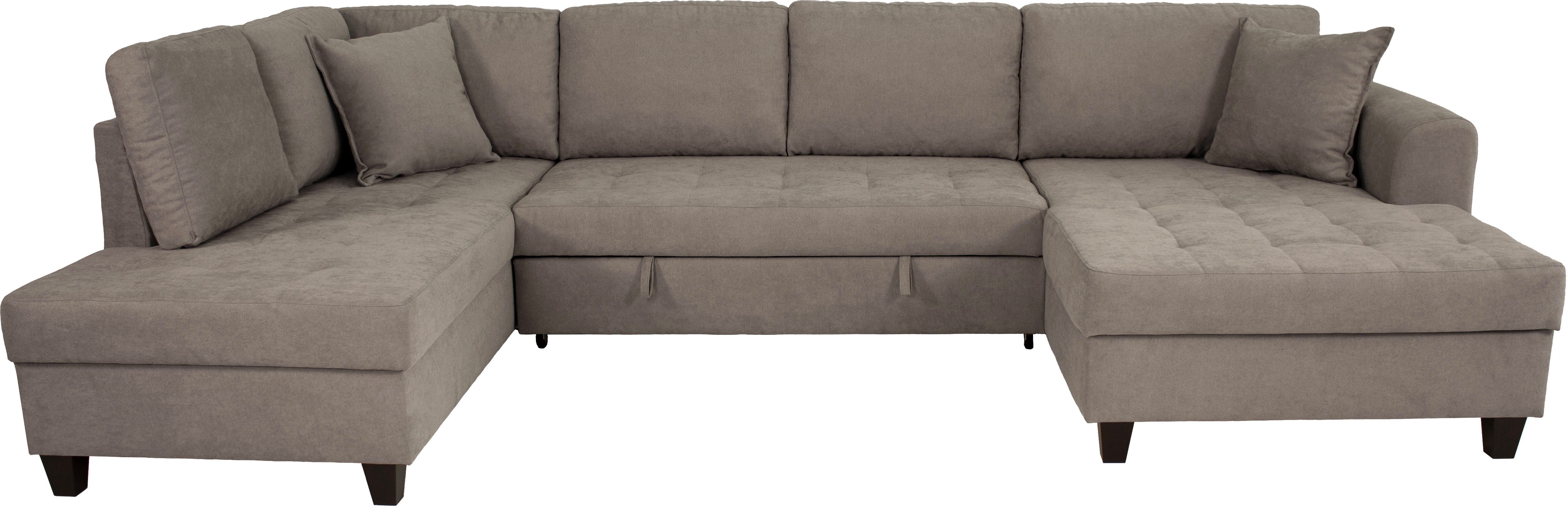 Trends by HG Wohnlandschaft Moritz U-Form, B: 324 cm, mit Bettfunktion, Bettkasten & Zierkissen