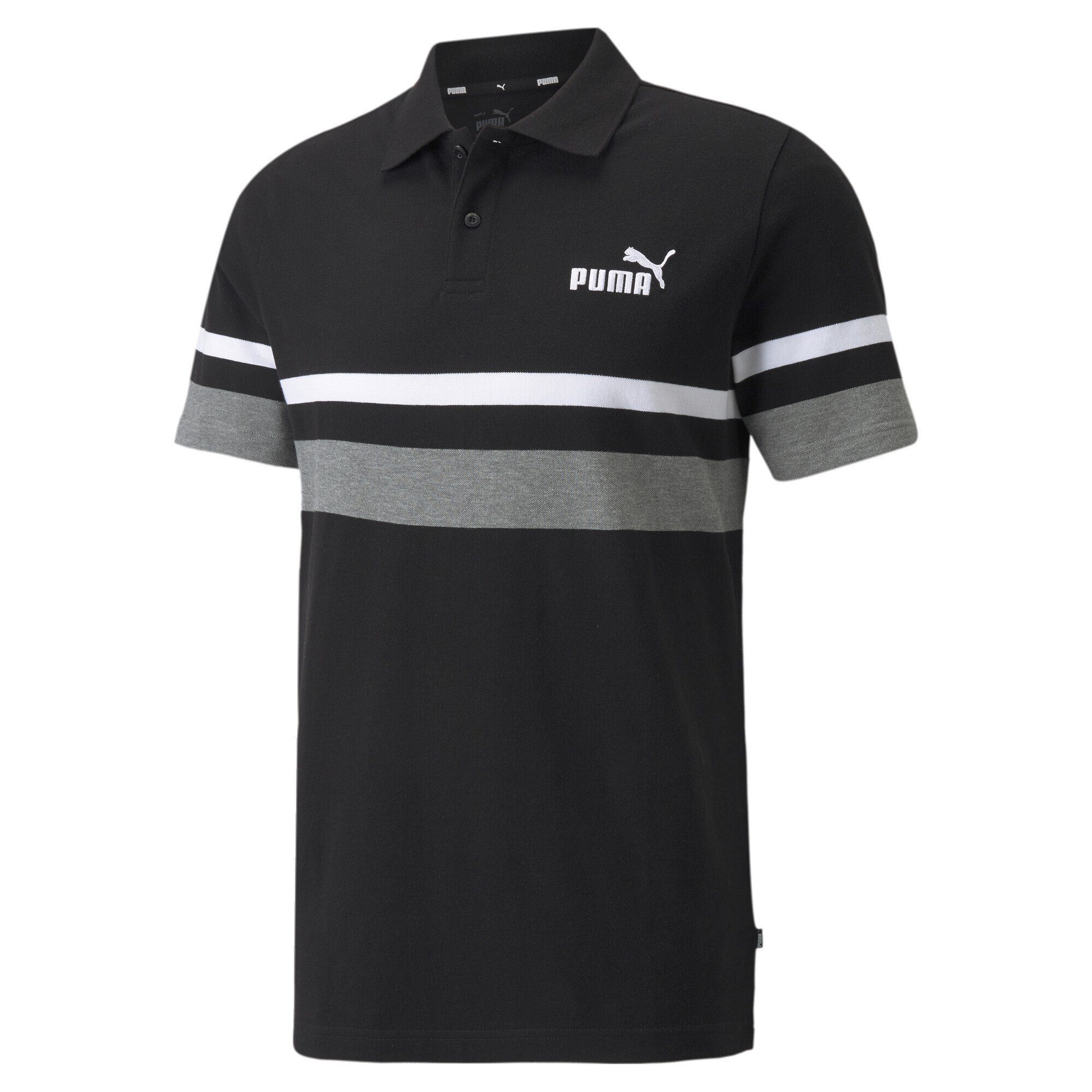 Black PUMA Stripe Essentials Poloshirt poloshirt Herren