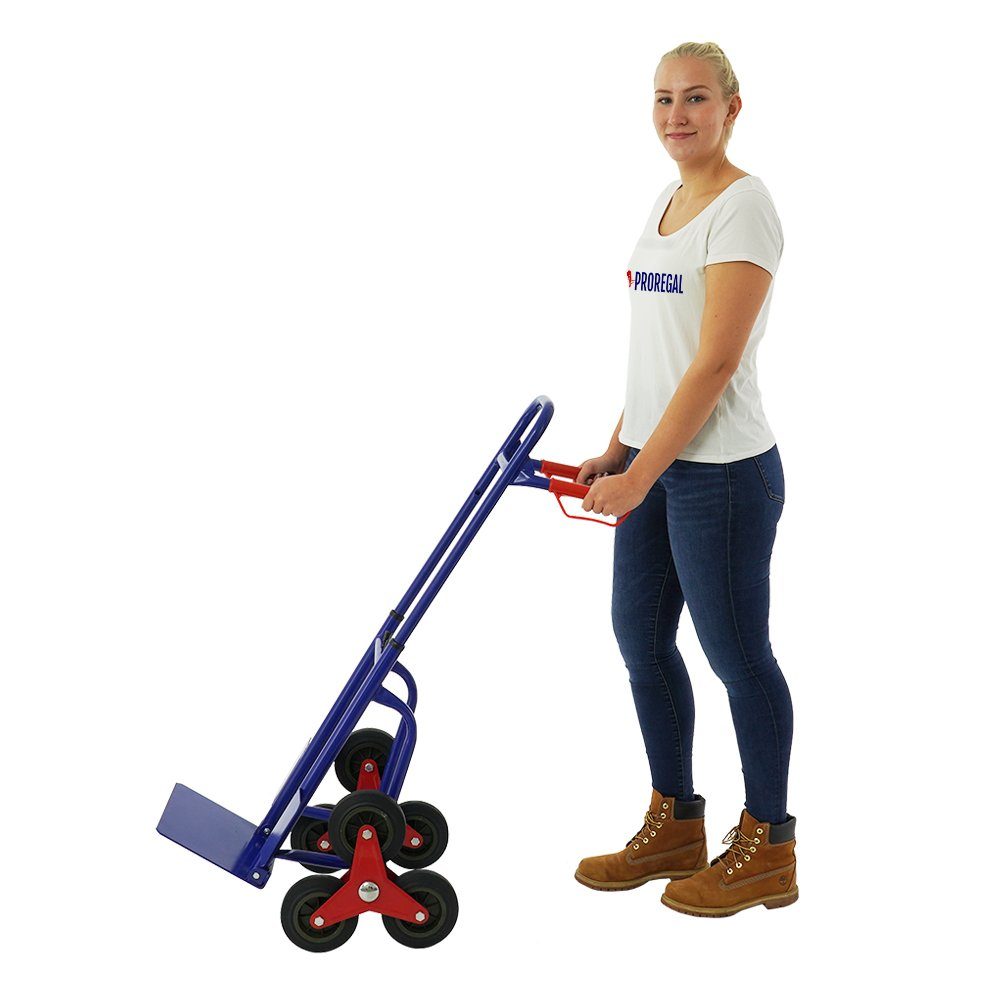 PROREGAL® Sackkarre Ergonomiche Teleskop-Treppensackkarre HxBxT 114x48x62cm, Last 180kg, (Traglast 180kg) – Bild 5 von 5