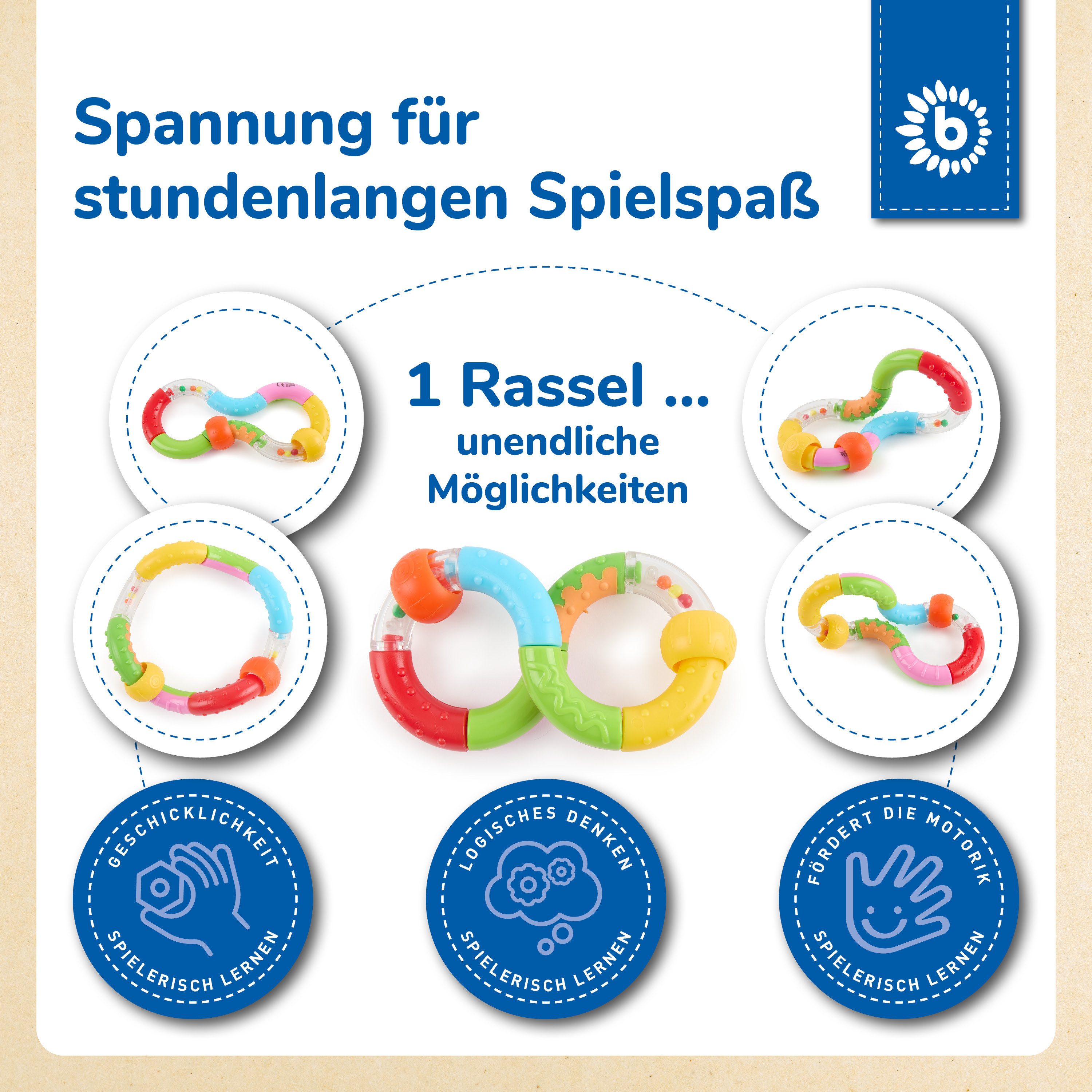 BIECO Greifspielzeug Bieco Ringrassel baby mit beweglichen Elementen – Bild 5 von 5