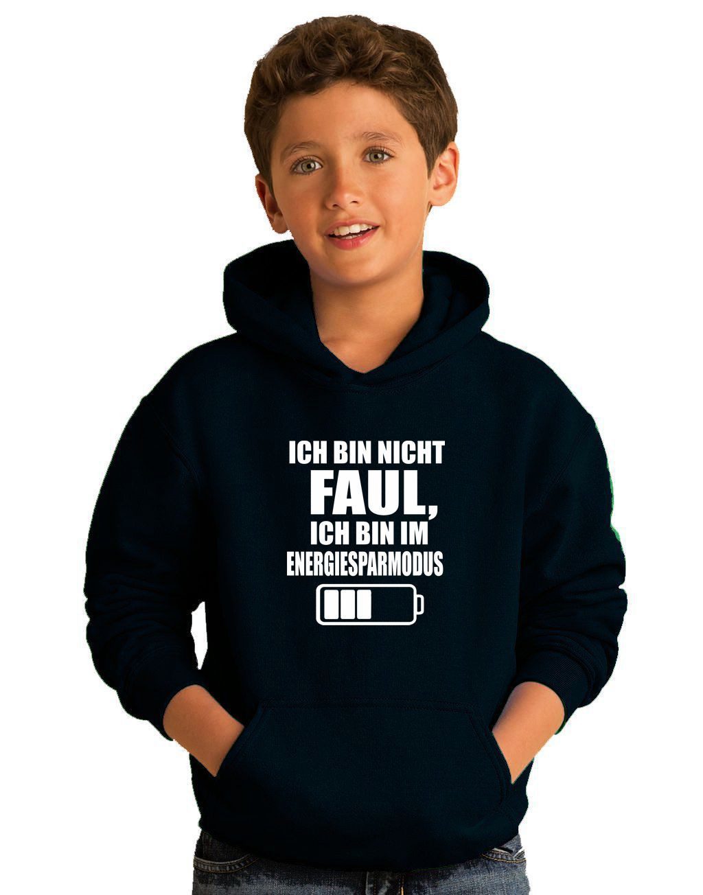 coole-fun-t-shirts Kapuzensweatshirt Ich bin nicht Faul, ich bin im Energiesparmodus Hoodie 128-164 Kinder Hoodie Sweatshirt Pullover mit Kapuze