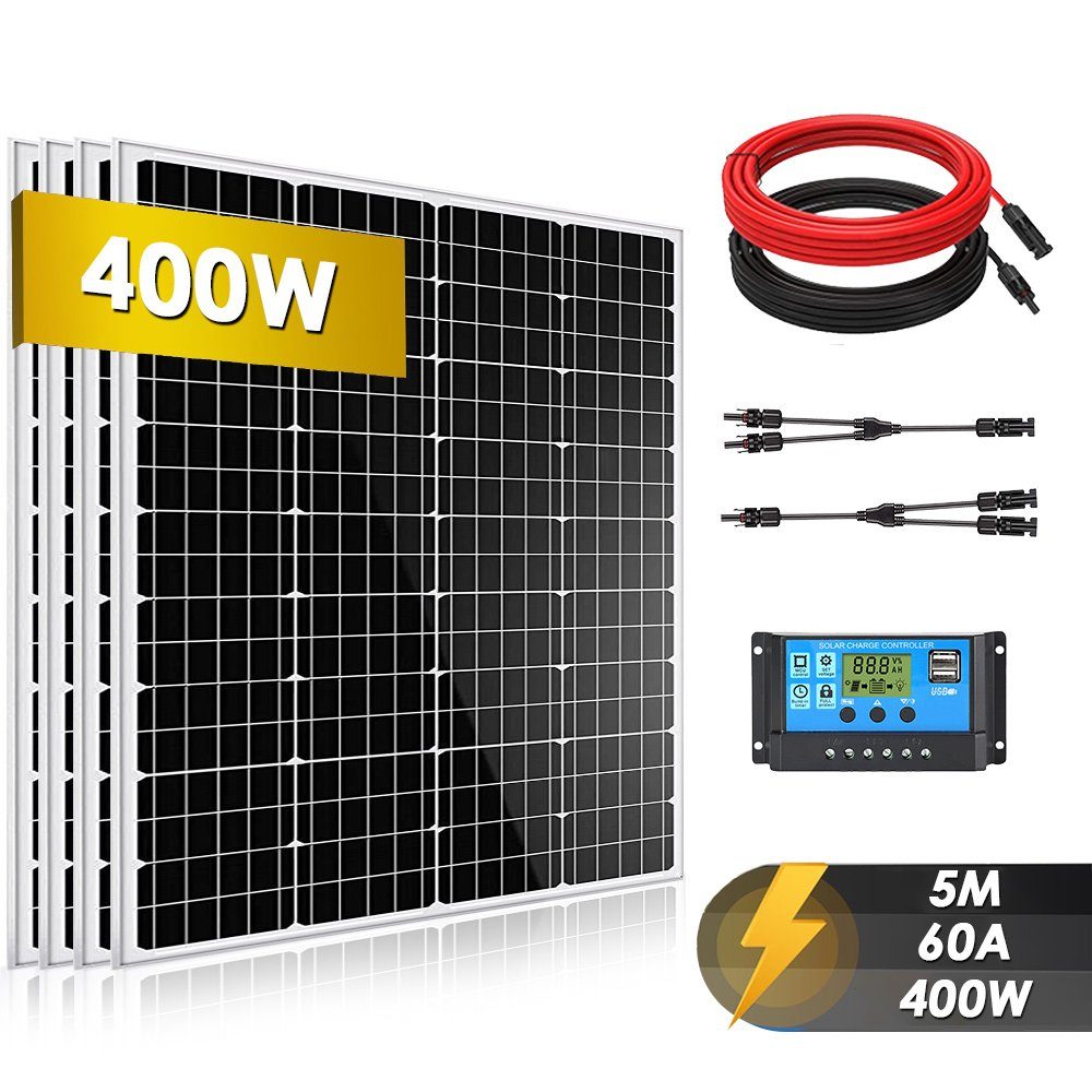 GLIESE Solarmodul 400W Solarpanel, 60A Solar Laderegler, 10AWG Solarkabel | Solarmodule