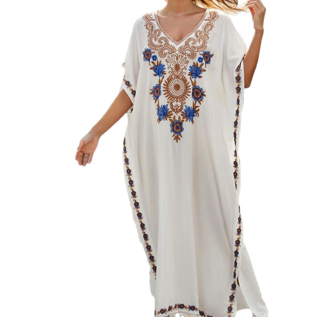 MOPUEA Strandkleid Damen Elegante Strandponcho Ethnischer Druck Lose Kaftan (1-tlg)
