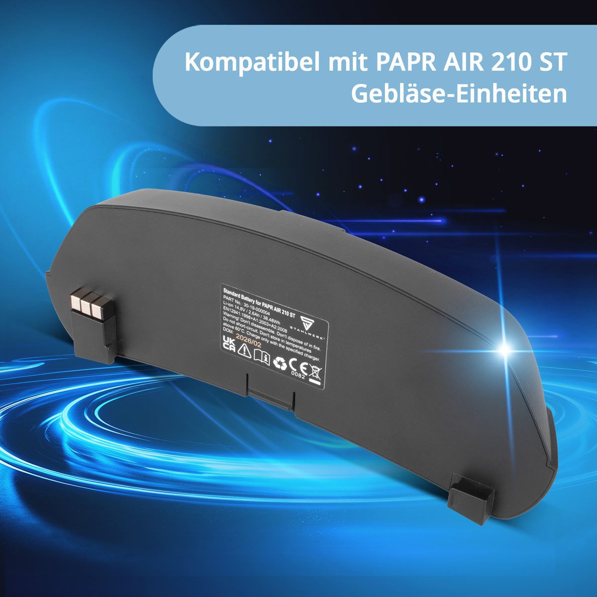 STAHLWERK Schweißhelm Ersatz-Akku Gebläseeinheit Frischlufthelme PAPR-210ST Filtersystem