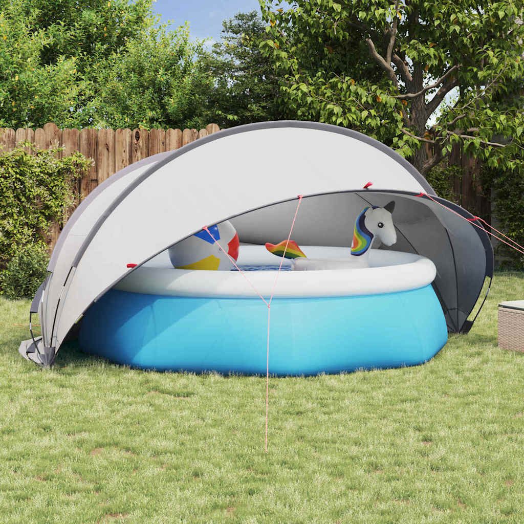 vidaXL, Pool-Dome Grau und Orange 405 x 405 x 192 cm