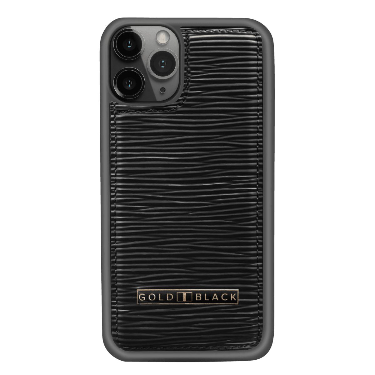 GOLDBLACK Handyhülle iPHONE 11 PRO LEDERHÜLLE UNICO-Prägung SCHWARZ