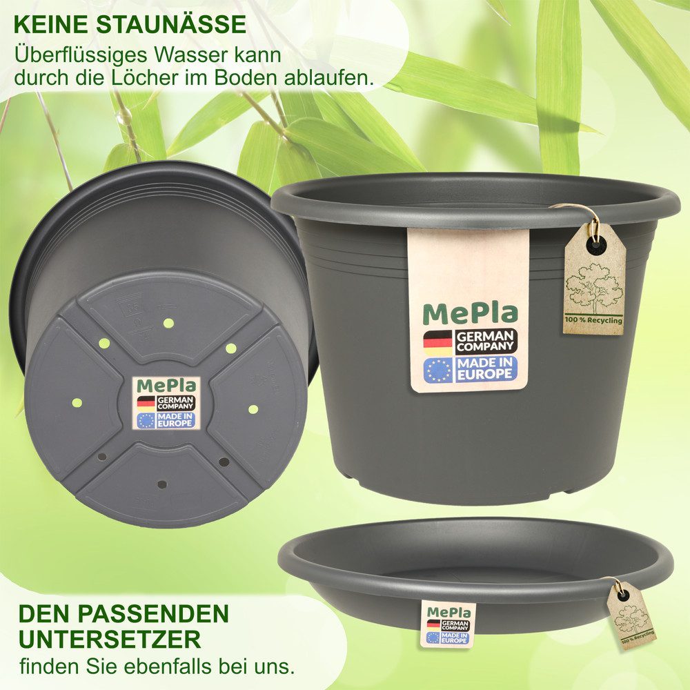 Heimwerkercenter Blumentopf MePla Blumentopf Cylindro ø30 cm, Anthrazit, wetterfester Kunstoff