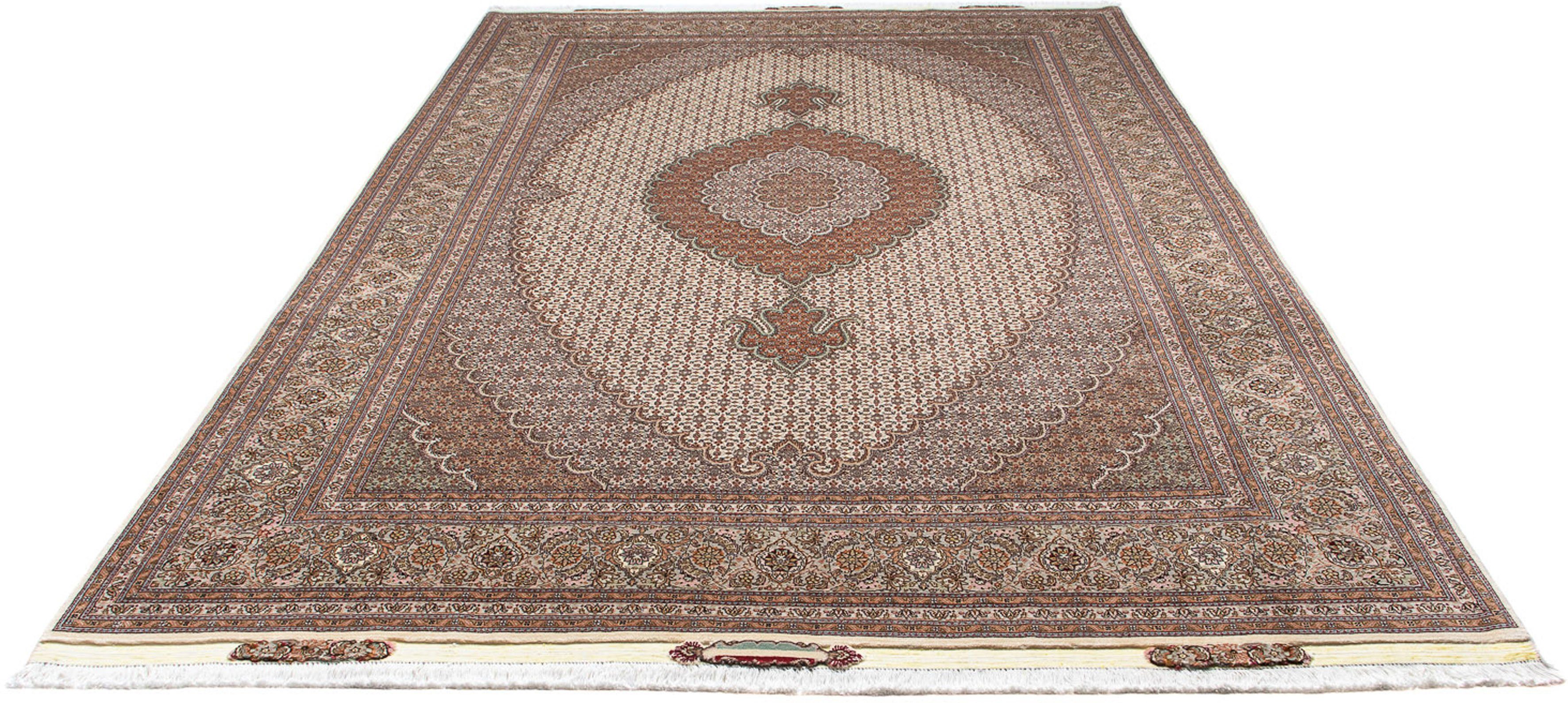 Orientteppich Perser - Täbriz - 310 x 200 cm - beige, morgenland, rechteckig, Höhe: 10 mm, Wohnzimmer, Handgeknüpft, Einzelstück mit Zertifikat
